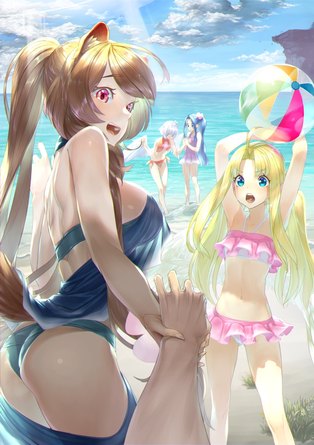 animal_ears ass bikini firo fitoria kawarage melty_q._melromarc raphtalia swimsuits tail tate_no_yuusha_no_nariagari wet wings