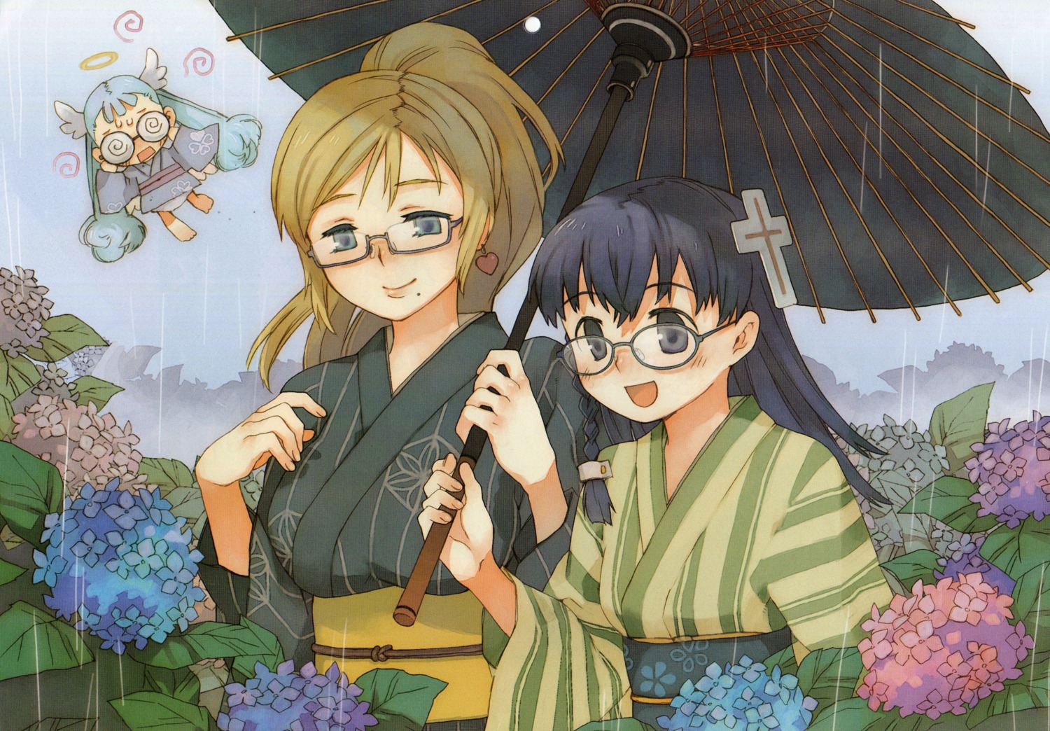 abe_maria doki_doki_majo_shinpan kimono lulu_(doki_doki_majo_shinpan) megane seiya_eve