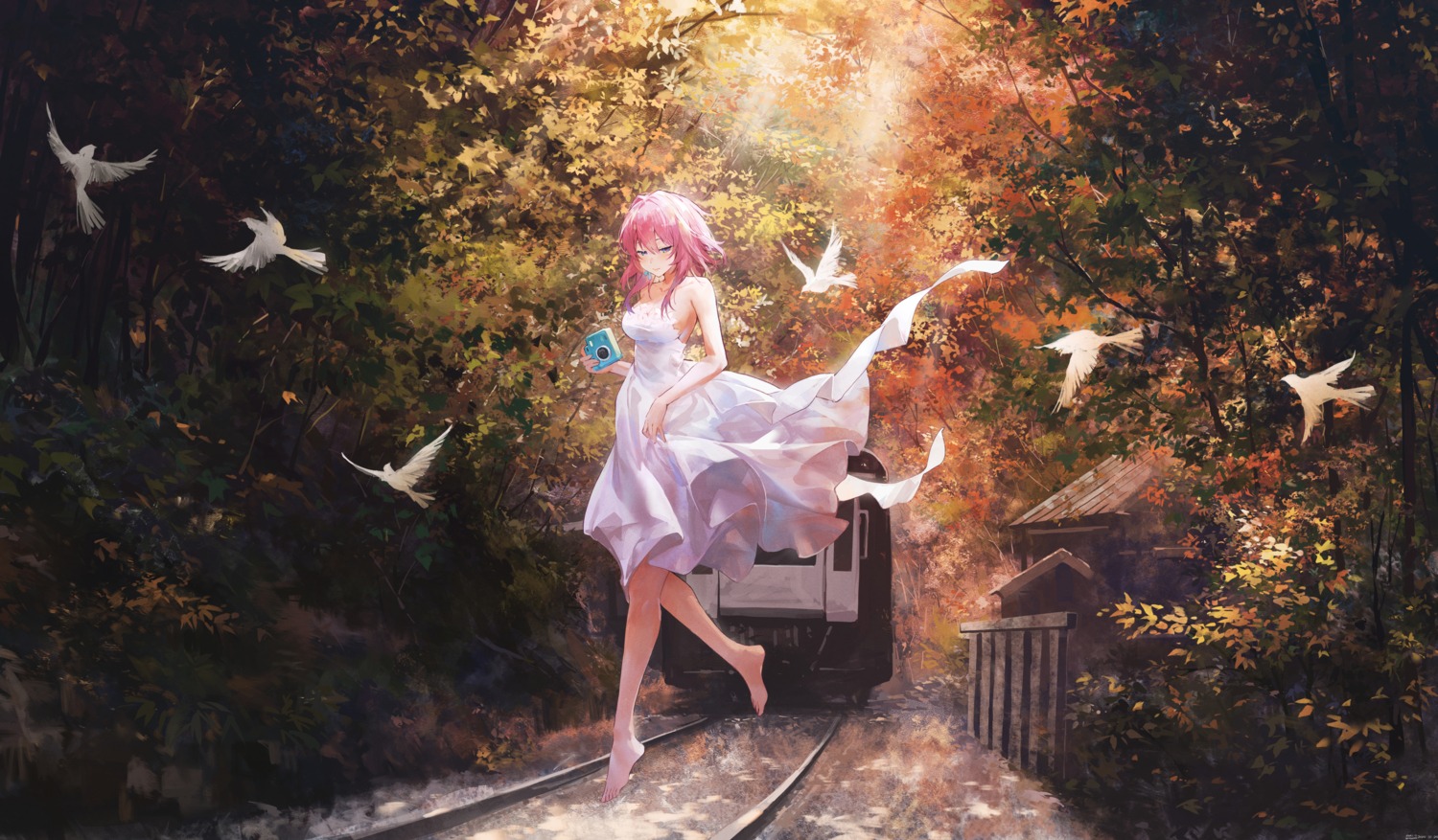 dress honkai:_star_rail landscape march_7th no_bra skirt_lift swkl:d