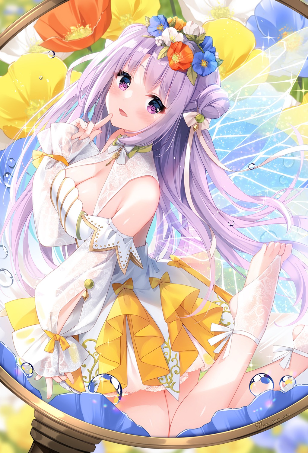 dress emori_miku_project fairy feet koiko_irori no_bra see_through wings