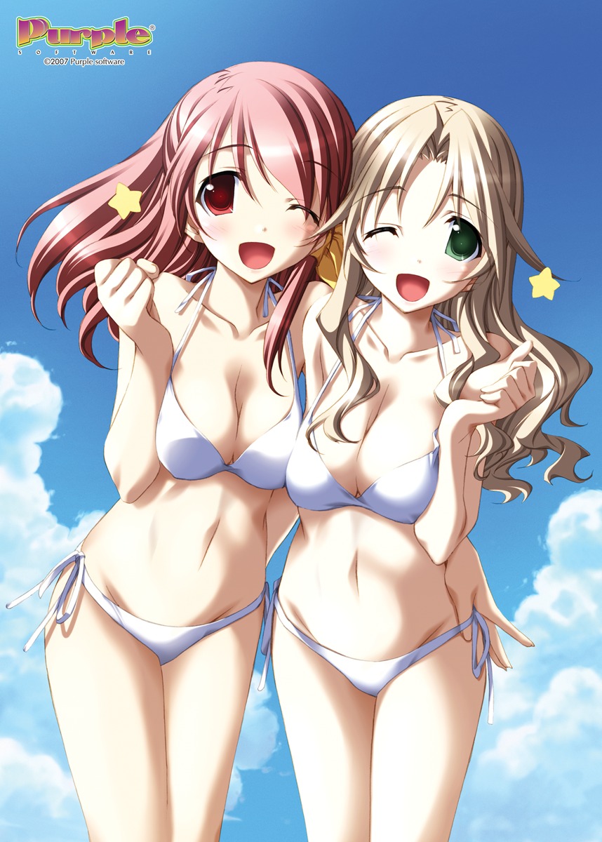 ashita_no_kimi_to_au_tame_ni bikini cleavage kurashima_tomoyasu swimsuits wakamiya_asuka yuugiri_ruriko