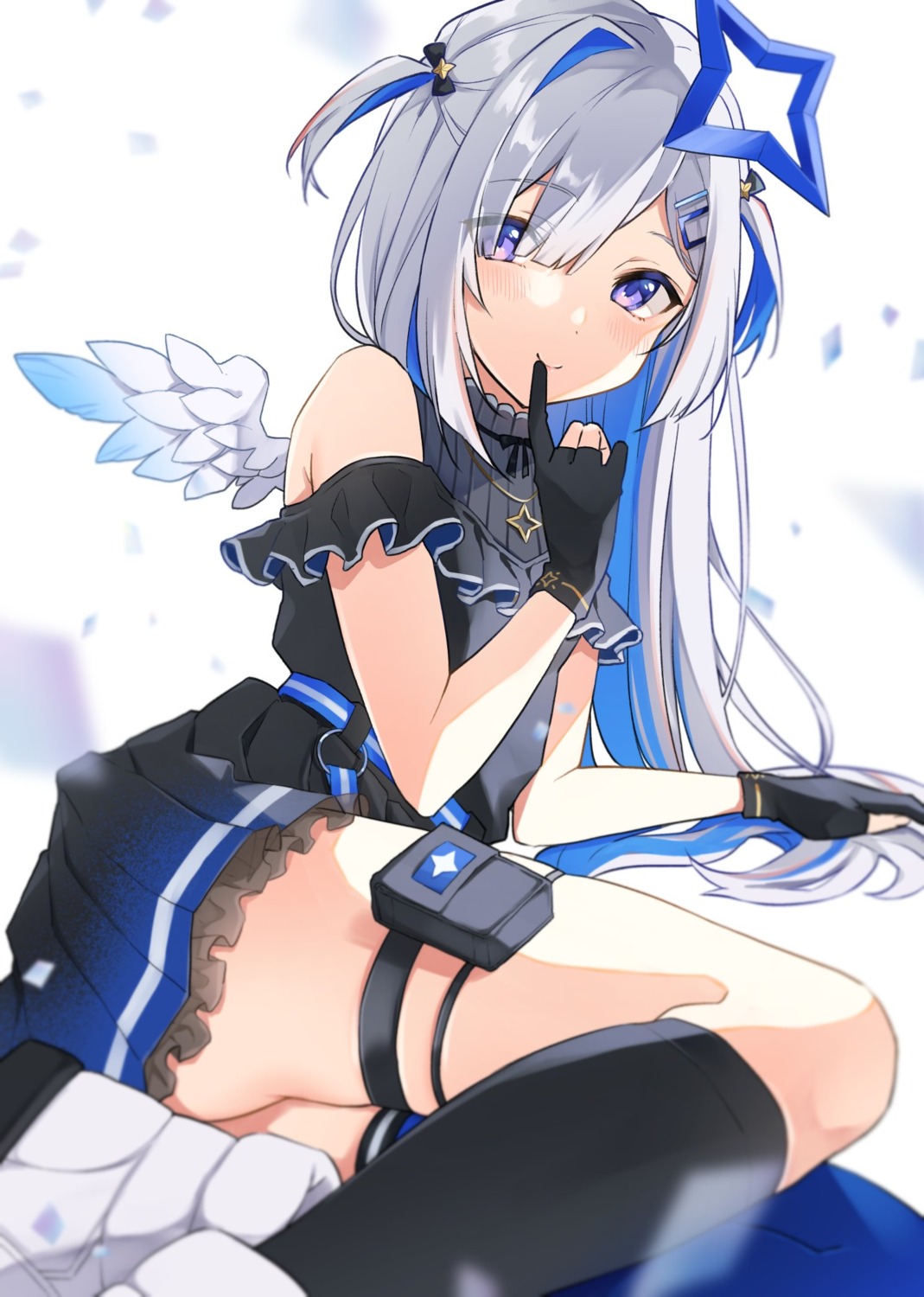 amane_kanata angel garter hololive teti thighhighs wings