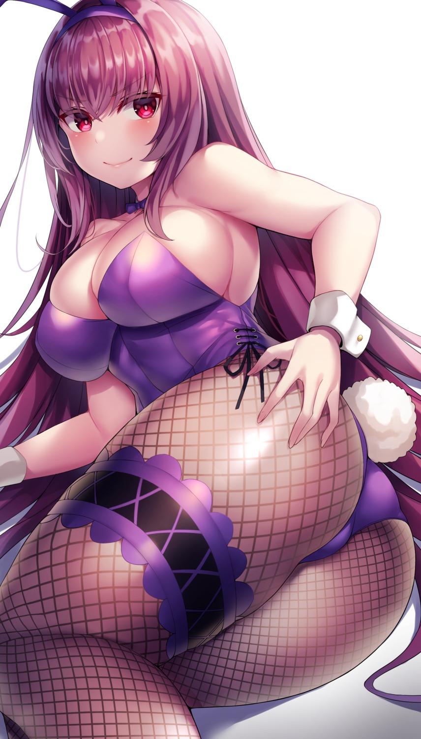 animal_ears ass beeyan bunny_ears bunny_girl fate/grand_order fishnets garter no_bra pantyhose scathach_(fate/grand_order) tail