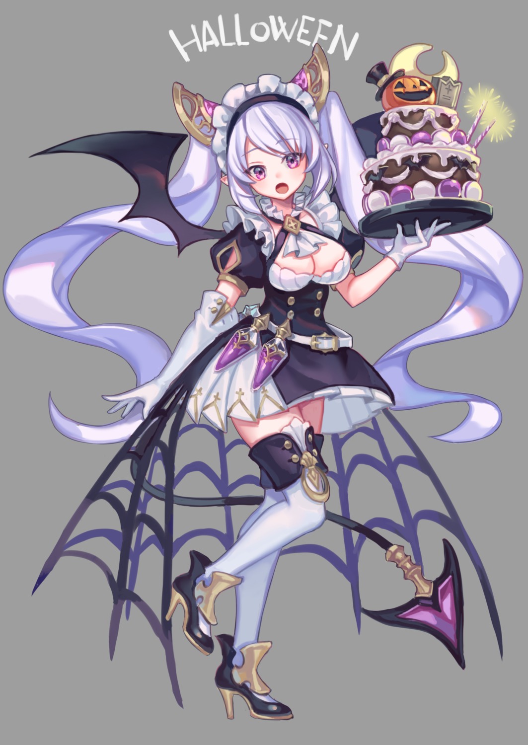 cleavage halloween heels maid pointy_ears tail thighhighs wings zoff_(daria)