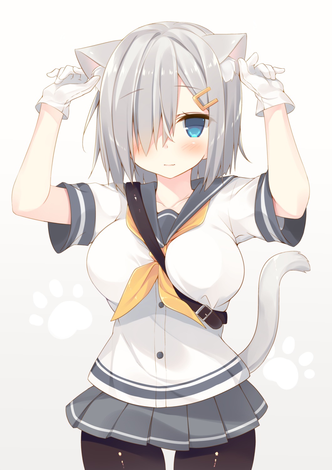 animal_ears hamakaze_(kancolle) kantai_collection miko_92 nekomimi pantyhose seifuku tail