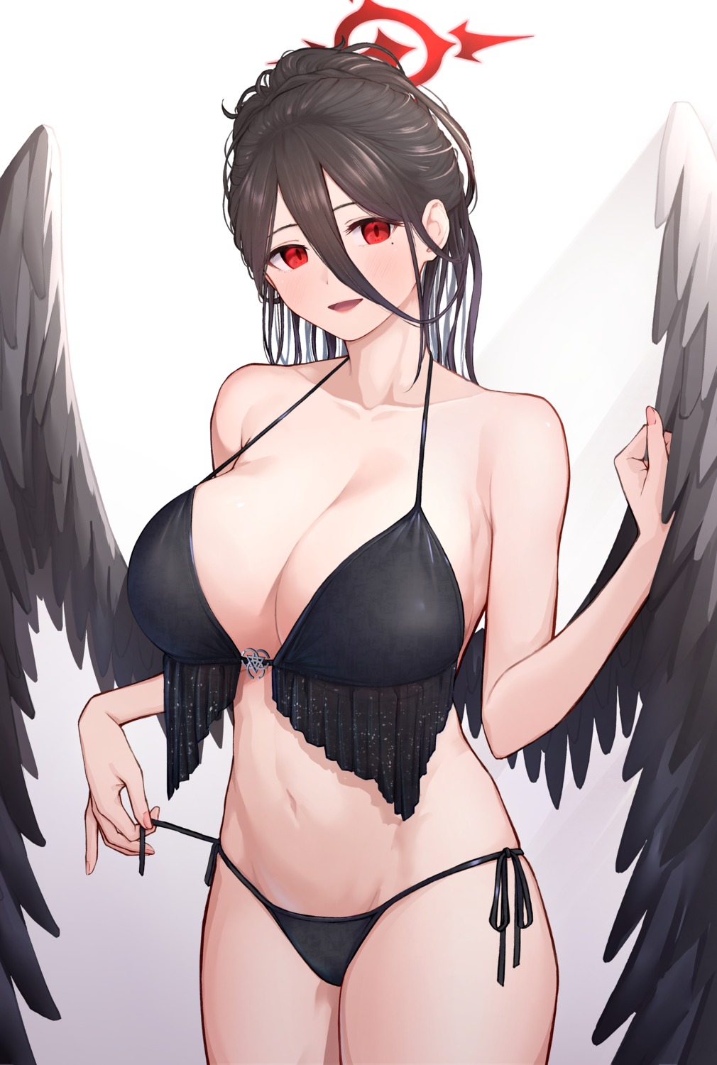 angel bikini blue_archive cleavage hanekawa_hasumi sjuno swimsuits undressing wings