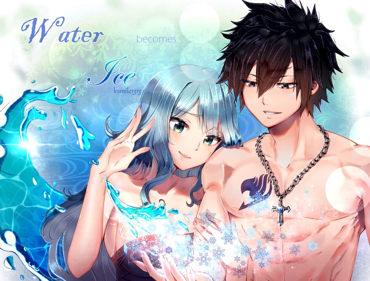 cleavage fairy_tail gray_fullbuster juvia_lockser ksmile1313 tattoo