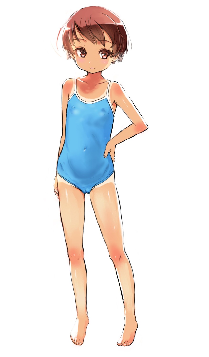 cameltoe erect_nipples loli sasahara_yuuki school_swimsuit swimsuits tan_lines