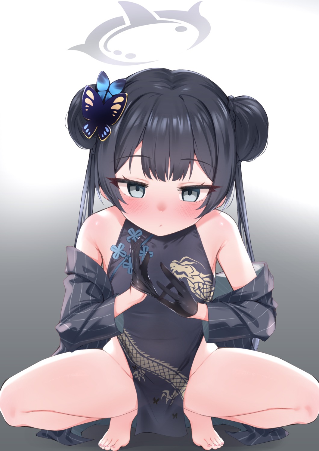 blue_archive chinadress gmkj halo loli no_bra nopan ryuuge_kisaki see_through