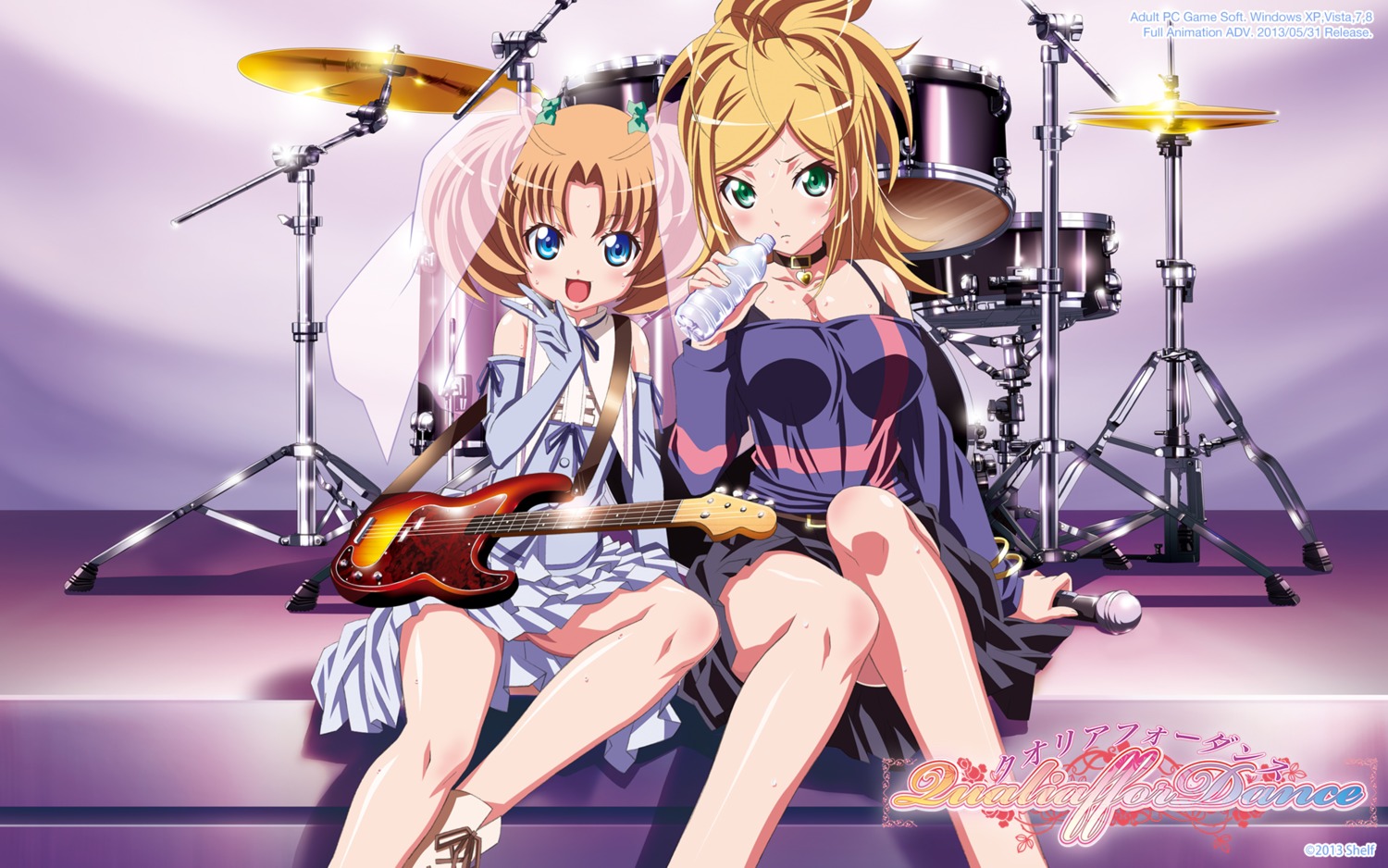 ara_hideki guitar kashiwara_miki qualiaffordance sakurai_mayuno shelf wallpaper