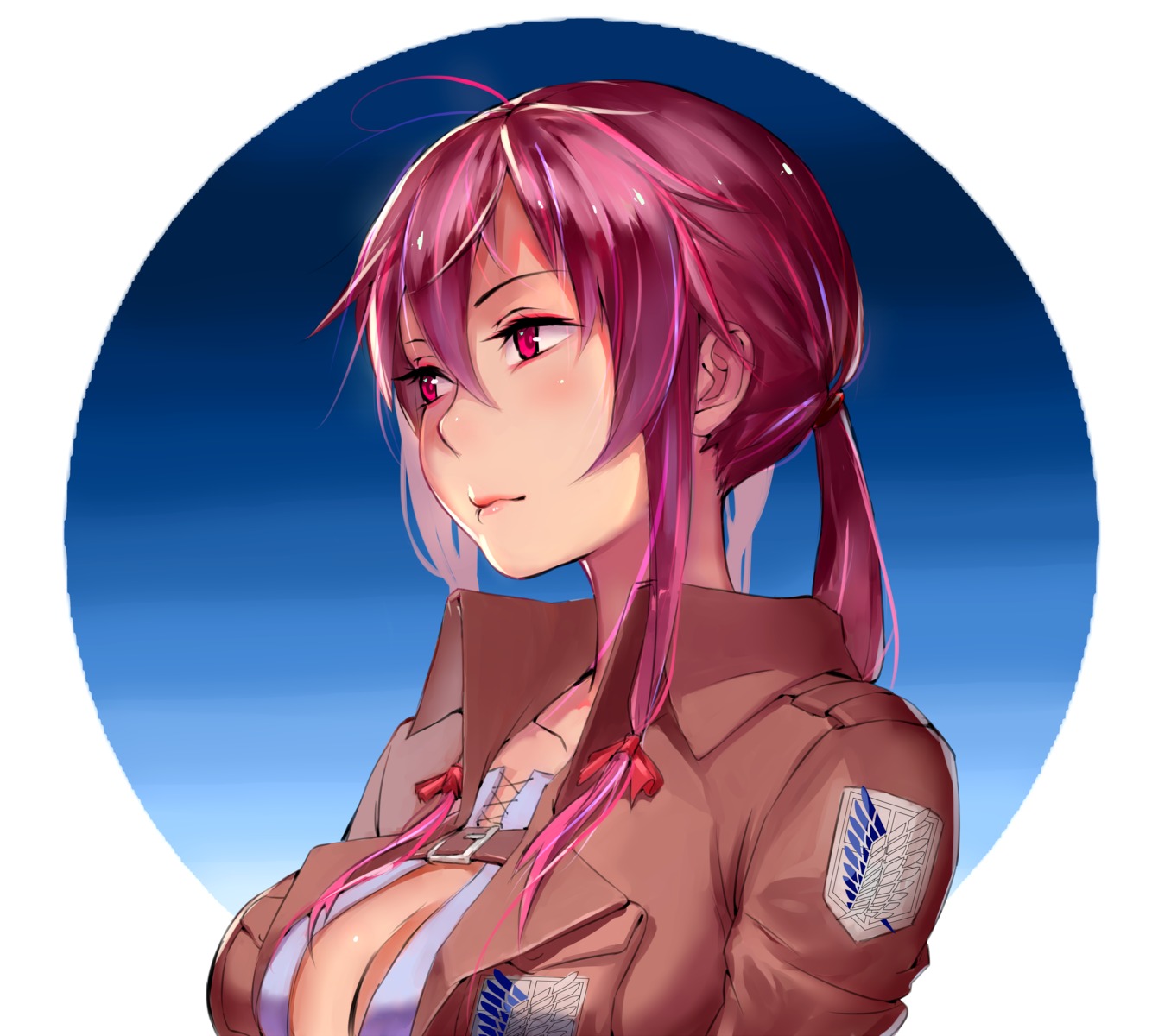 cleavage cosplay gasai_yuno mirai_nikki pauld shingeki_no_kyojin uniform