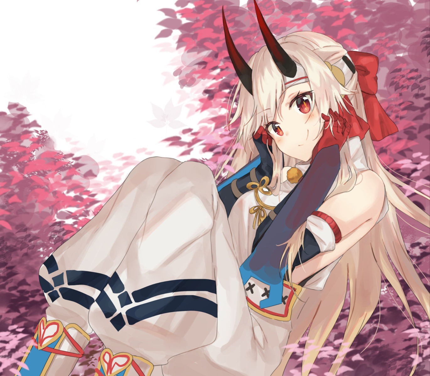 fate/grand_order horns japanese_clothes mochii tomoe_gozen_(fate/grand_order)