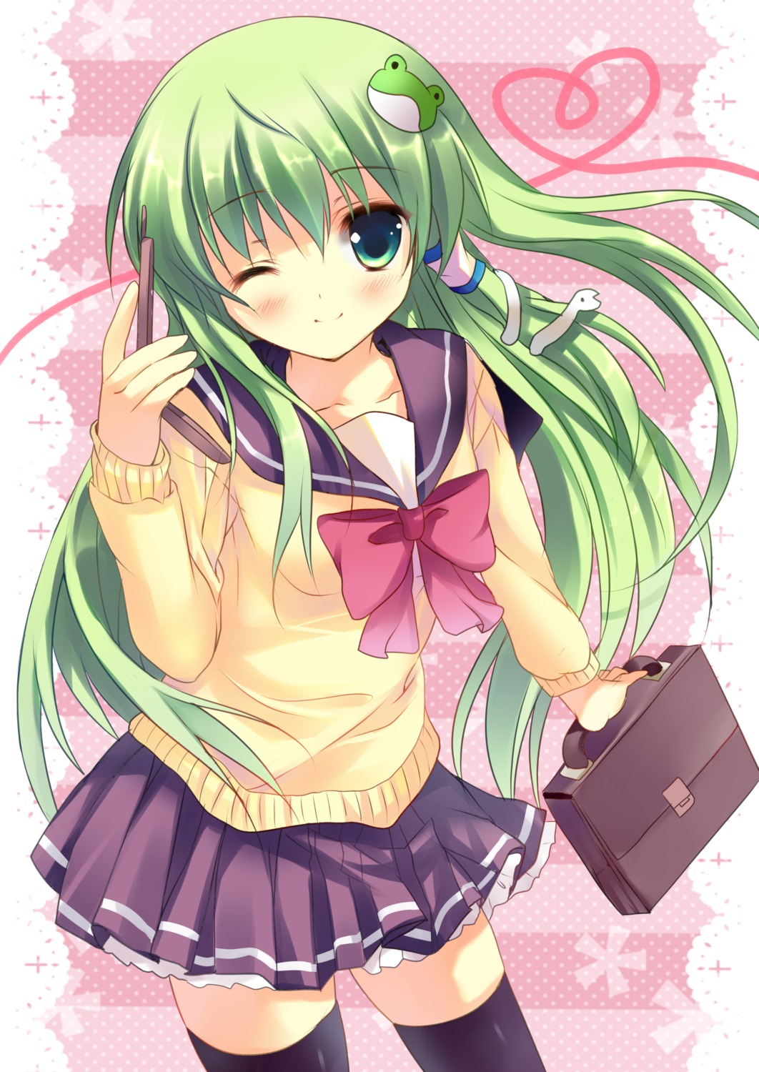 azumi_kazuki kochiya_sanae seifuku thighhighs touhou