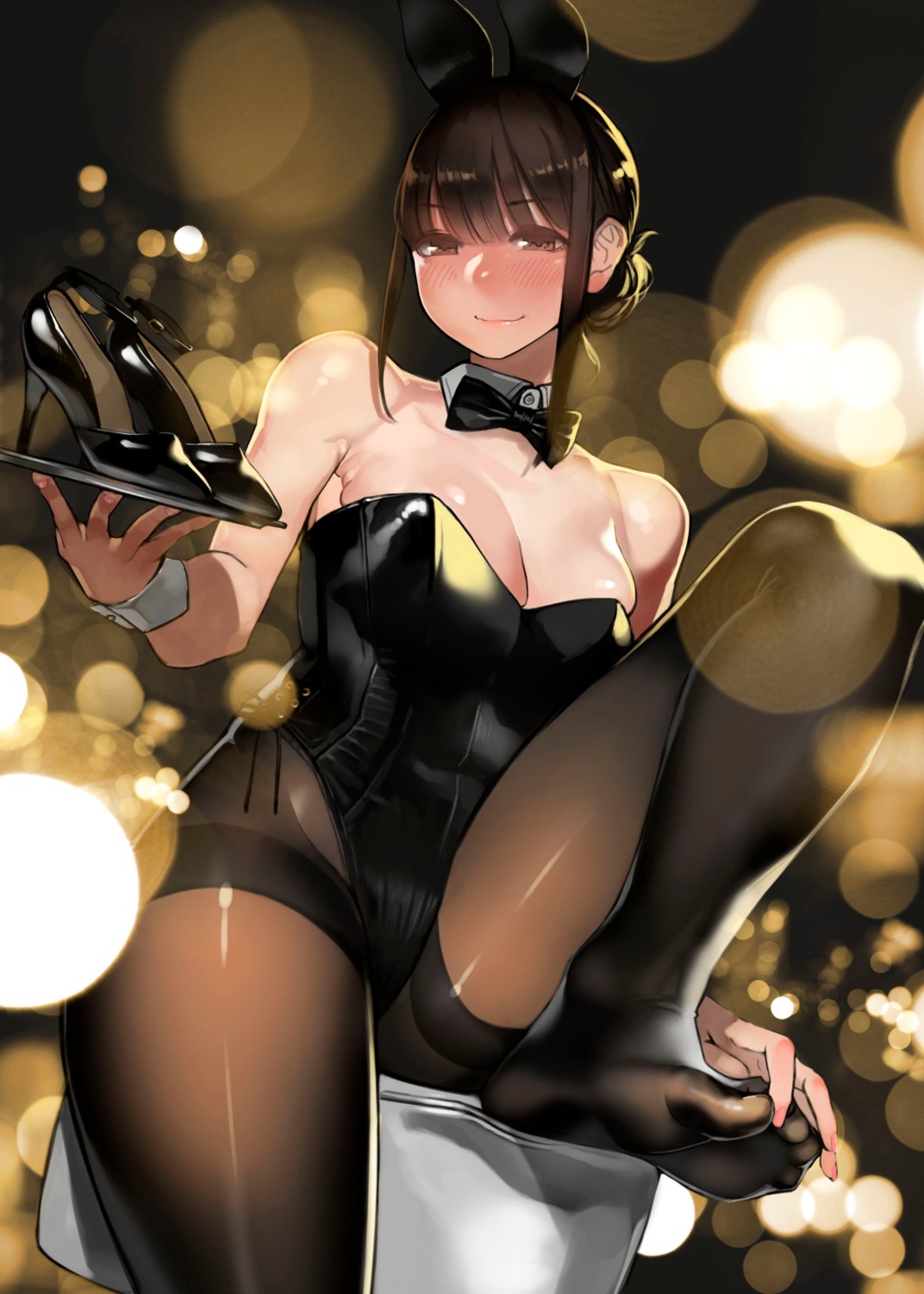 animal_ears bunny_ears bunny_girl cleavage feet heels pantyhose yom