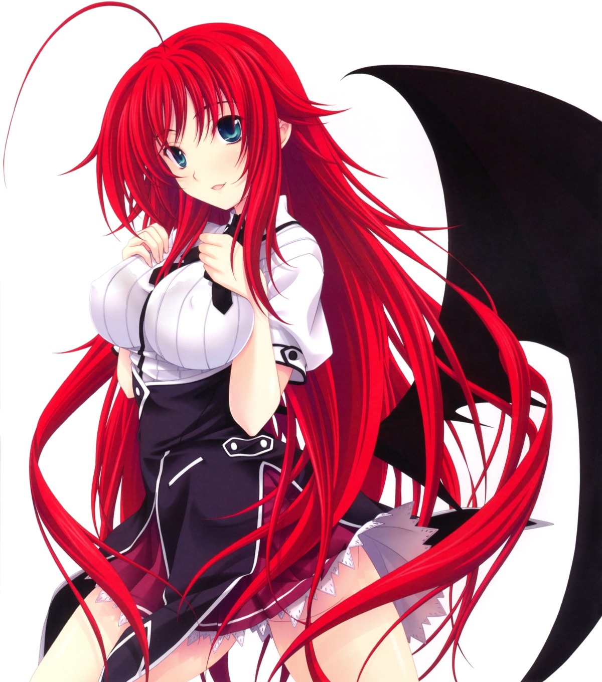 erect_nipples highschool_dxd miyama-zero rias_gremory seifuku skirt_lift wings