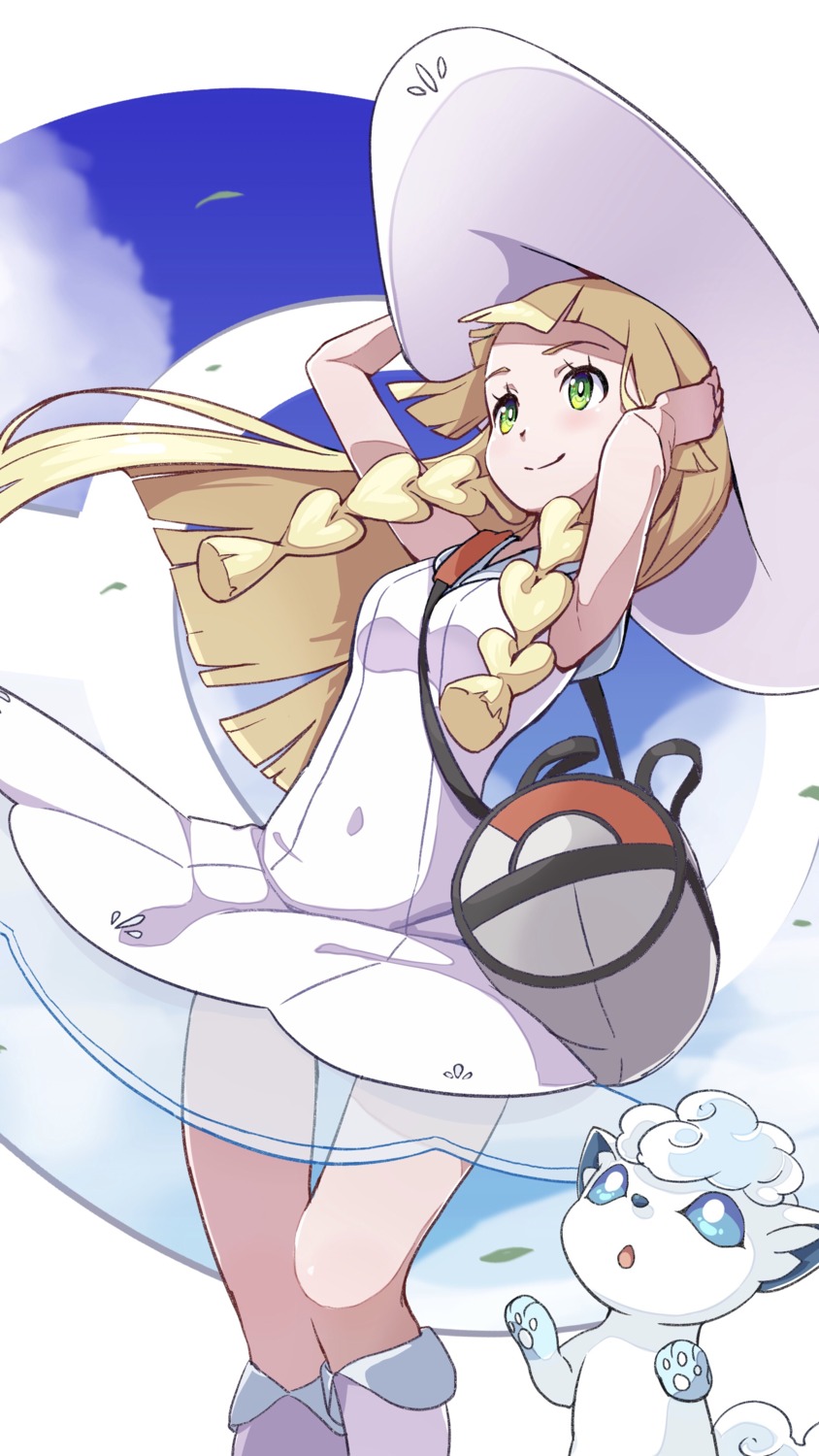 dress lillie_(pokemon) miu_(angelo_whitechoc) pokemon pokemon_sm pokemon_usum see_through skirt_lift