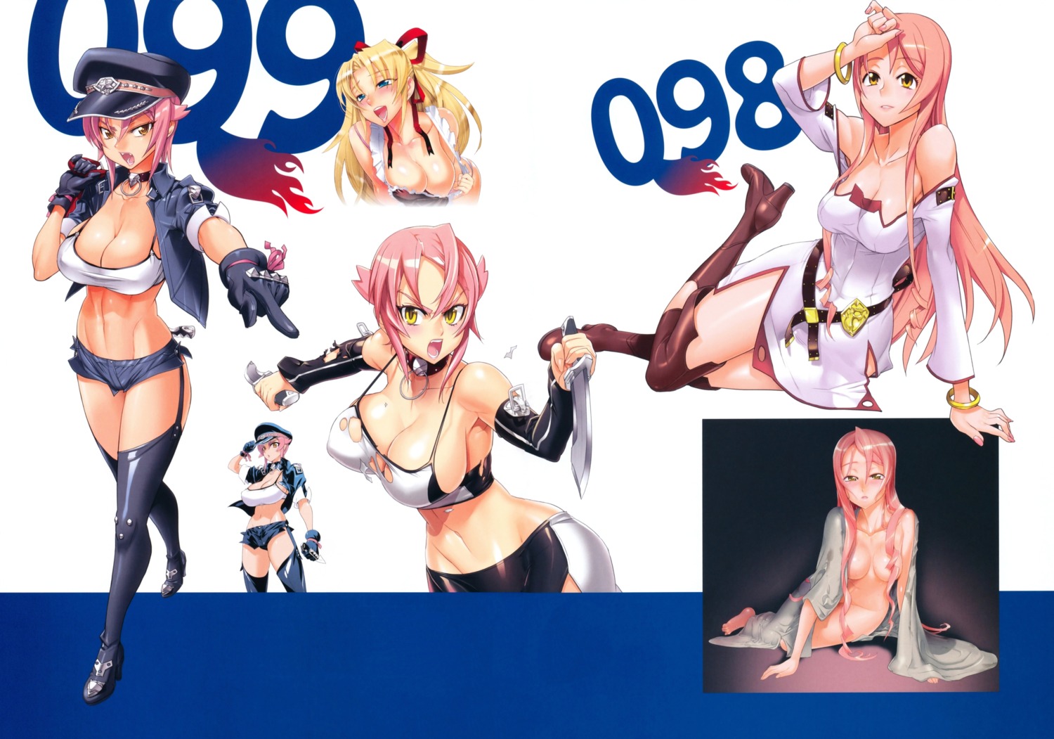 bra cleavage dress erect_nipples fay_hound fire_fire_fire inazuma misa_hound naked_apron robe spica_(fire_fire_fire) stockings thighhighs torn_clothes undressing weapon wet_clothes