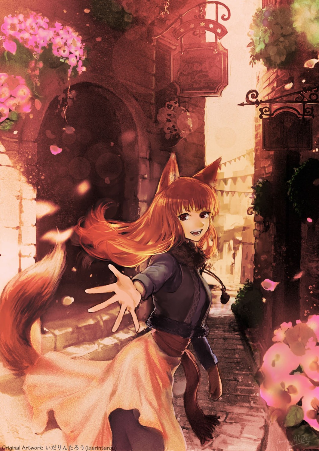 animal_ears holo ida_rintarou mkray skirt_lift spice_and_wolf tail