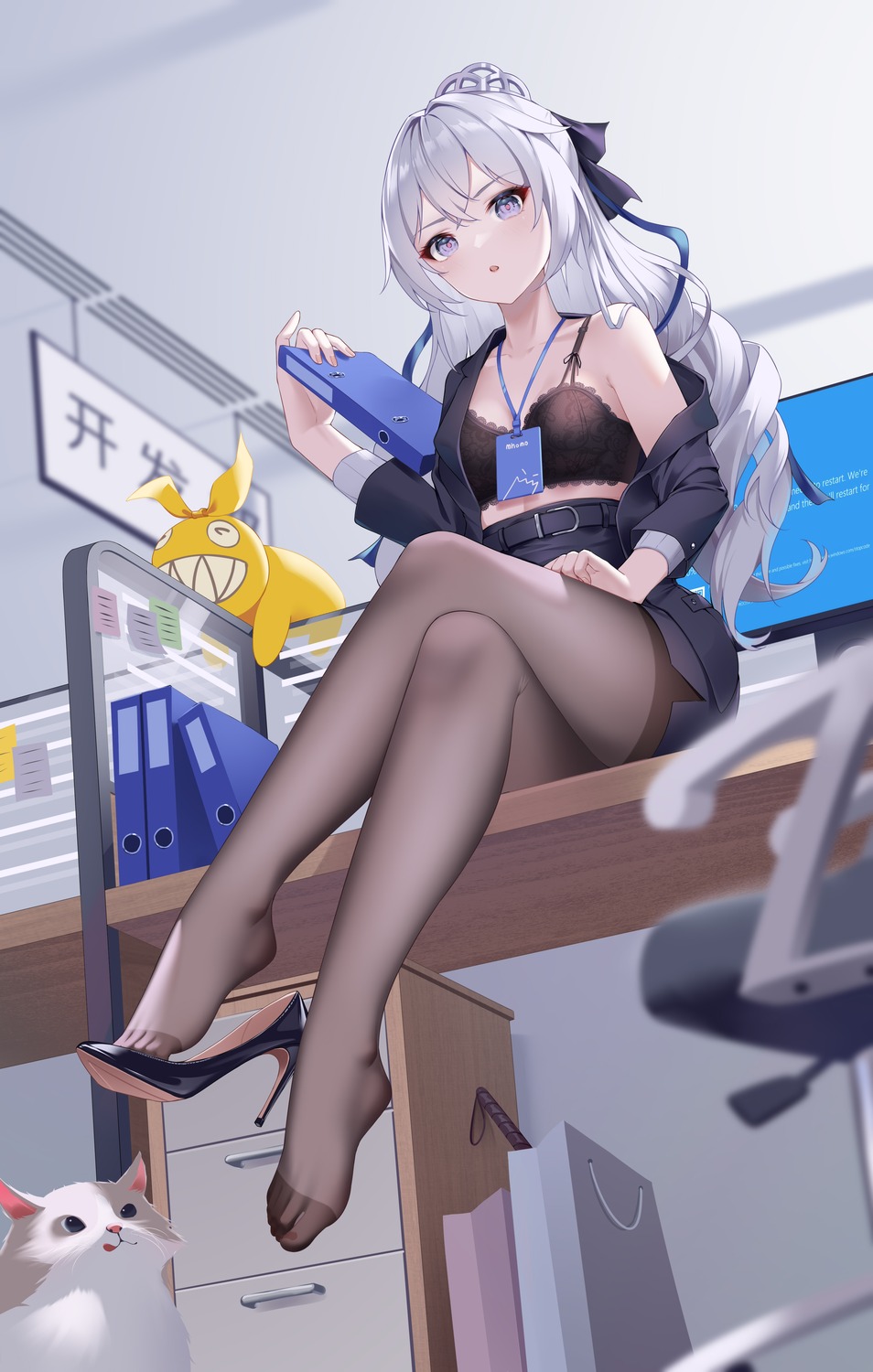 benghuai_xueyuan bingchuan_xian_yu_huang bra bronya_zaychik business_suit heels honkai_impact neko open_shirt pantyhose