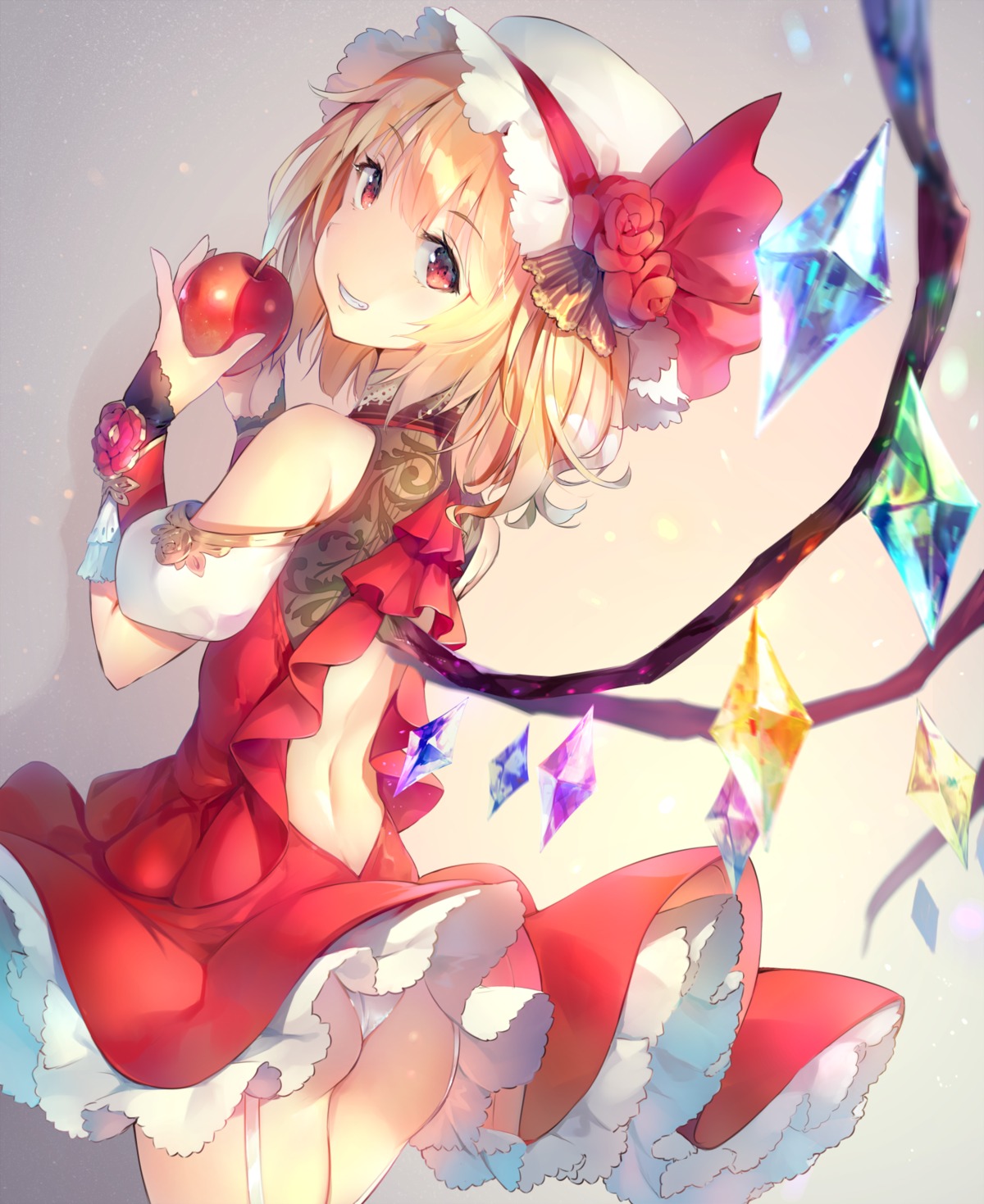 ass deecha flandre_scarlet no_bra pantsu skirt_lift thong touhou wings