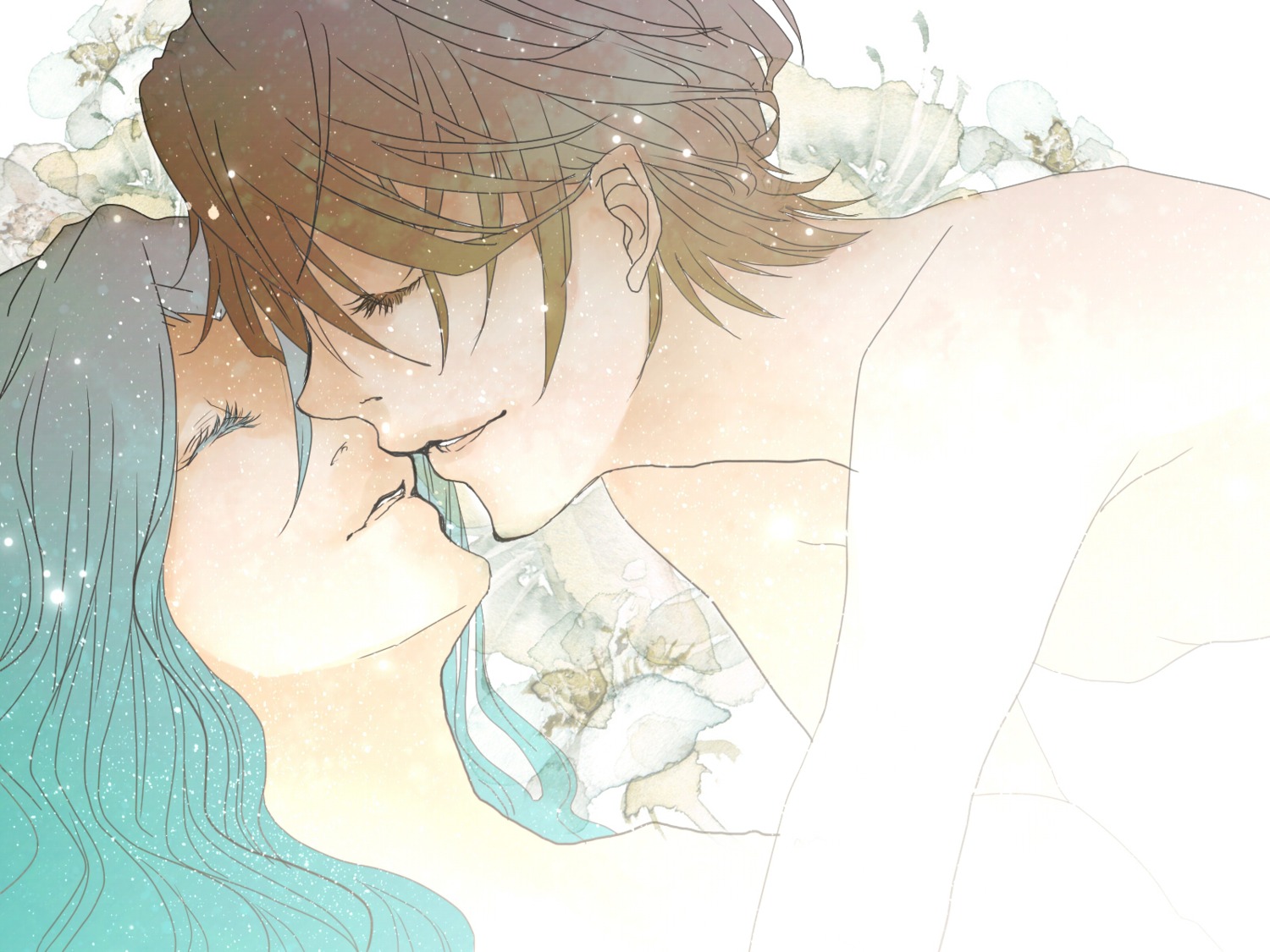 haruomi kaiou_michiru naked sailor_moon tenou_haruka wallpaper yuri