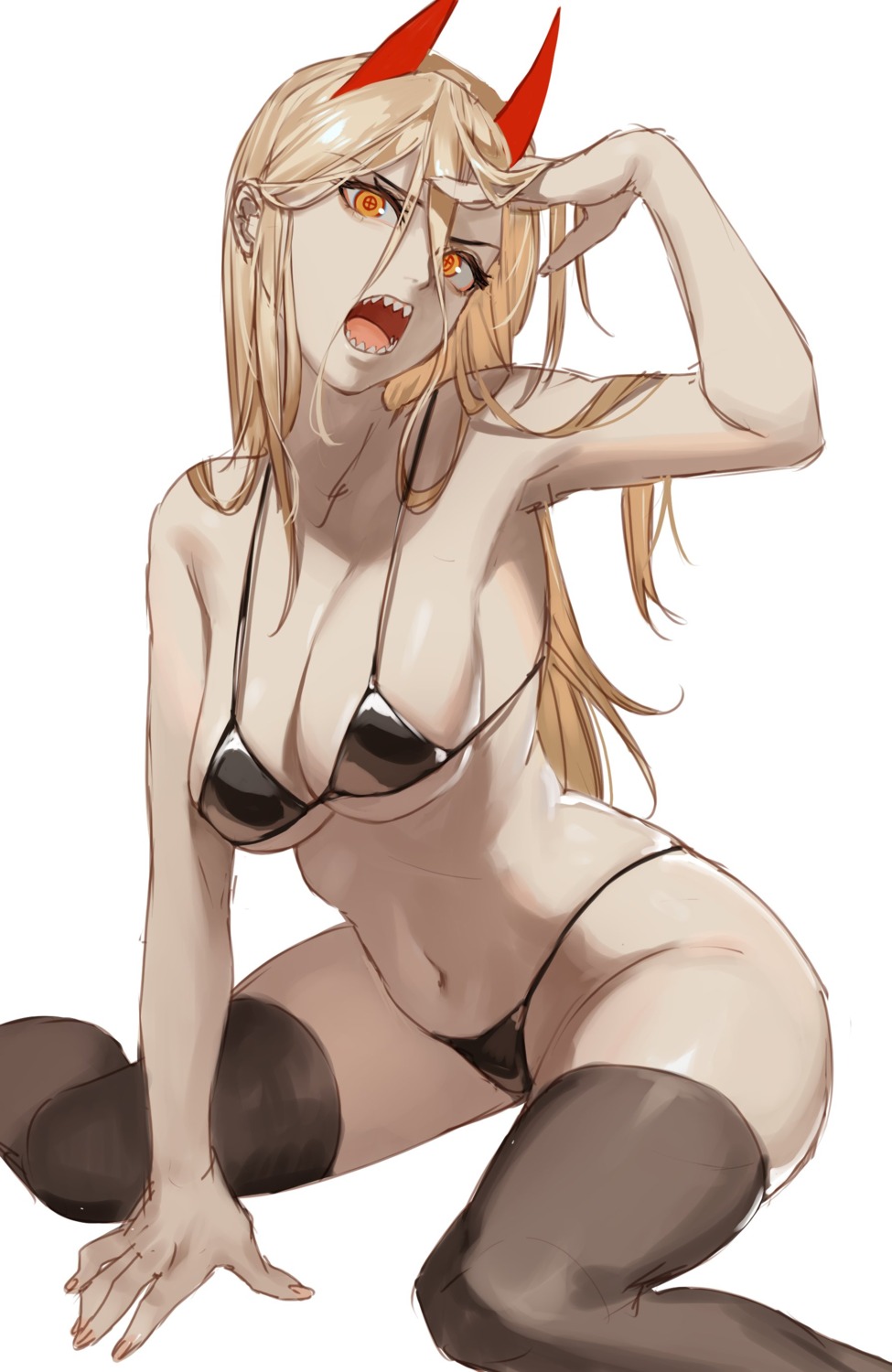 hanny (uirusu chan) chainsaw man power (chainsaw man) bikini horns sketch  swimsuits thighhighs | #1014493 | yande.re