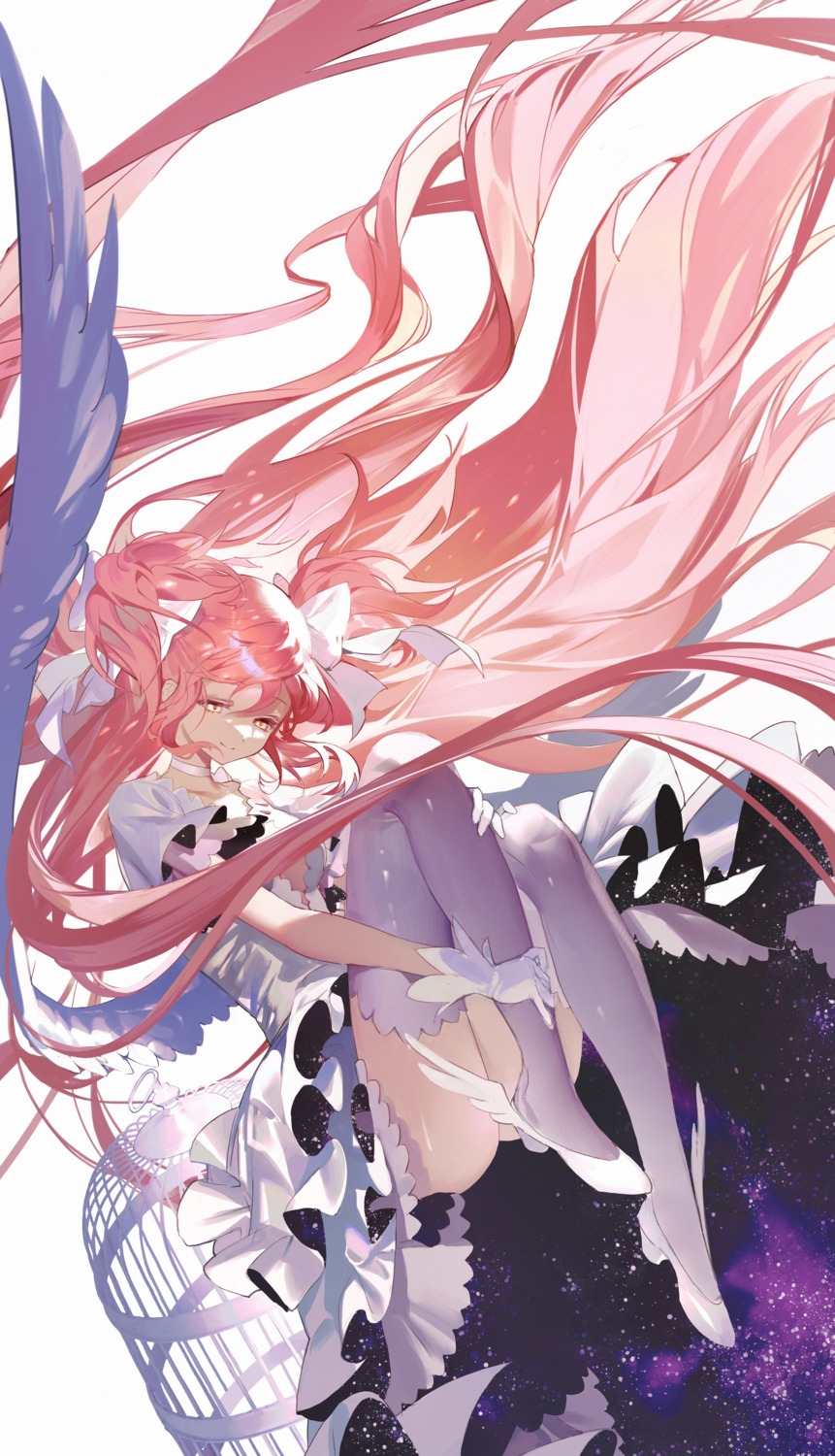 heels kaname_madoka mahou_shoujo_madoka_magica shycocoa skirt_lift thighhighs ultimate_madoka wings