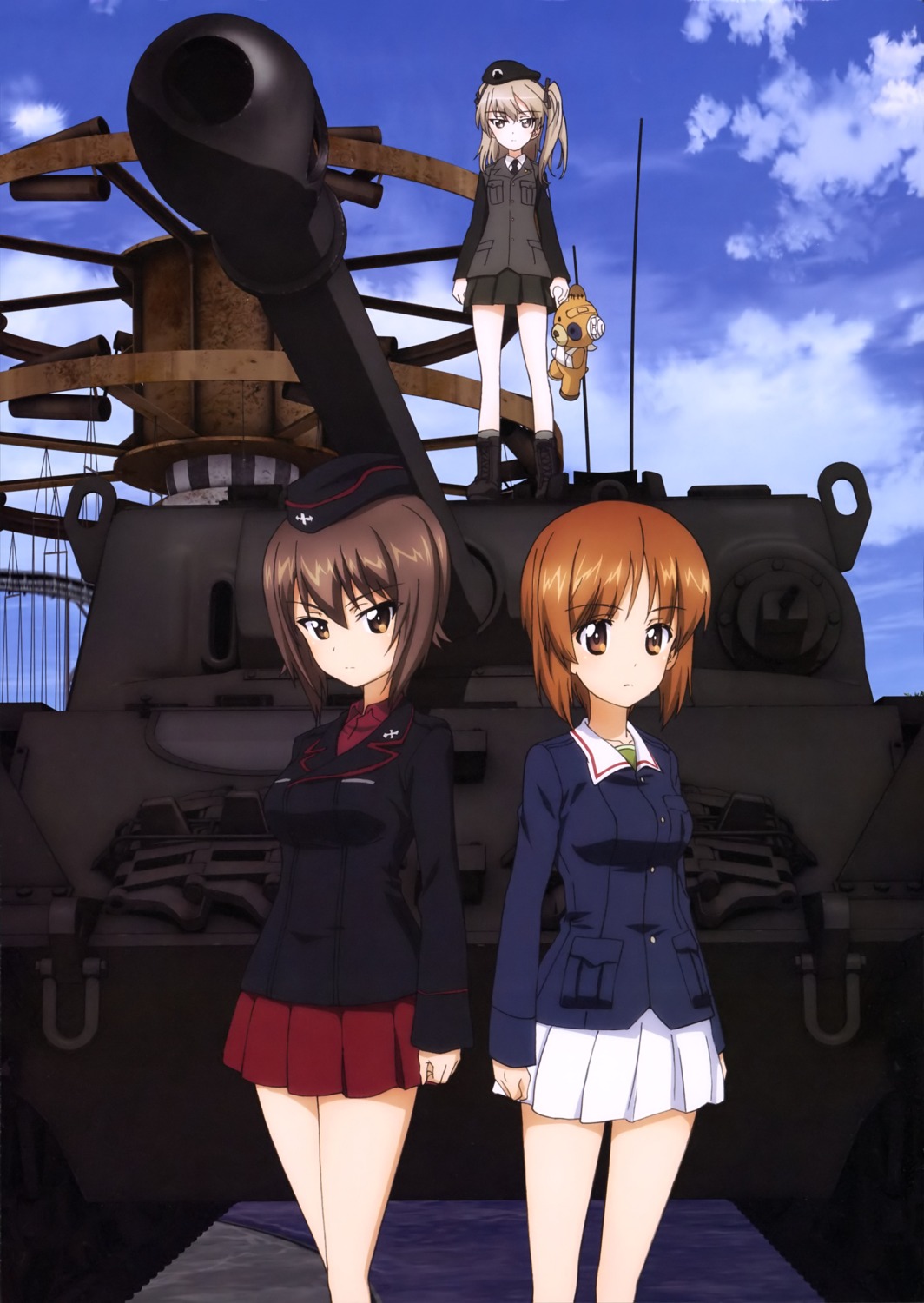 bandages girls_und_panzer nishizumi_maho nishizumi_miho shimada_arisu uniform