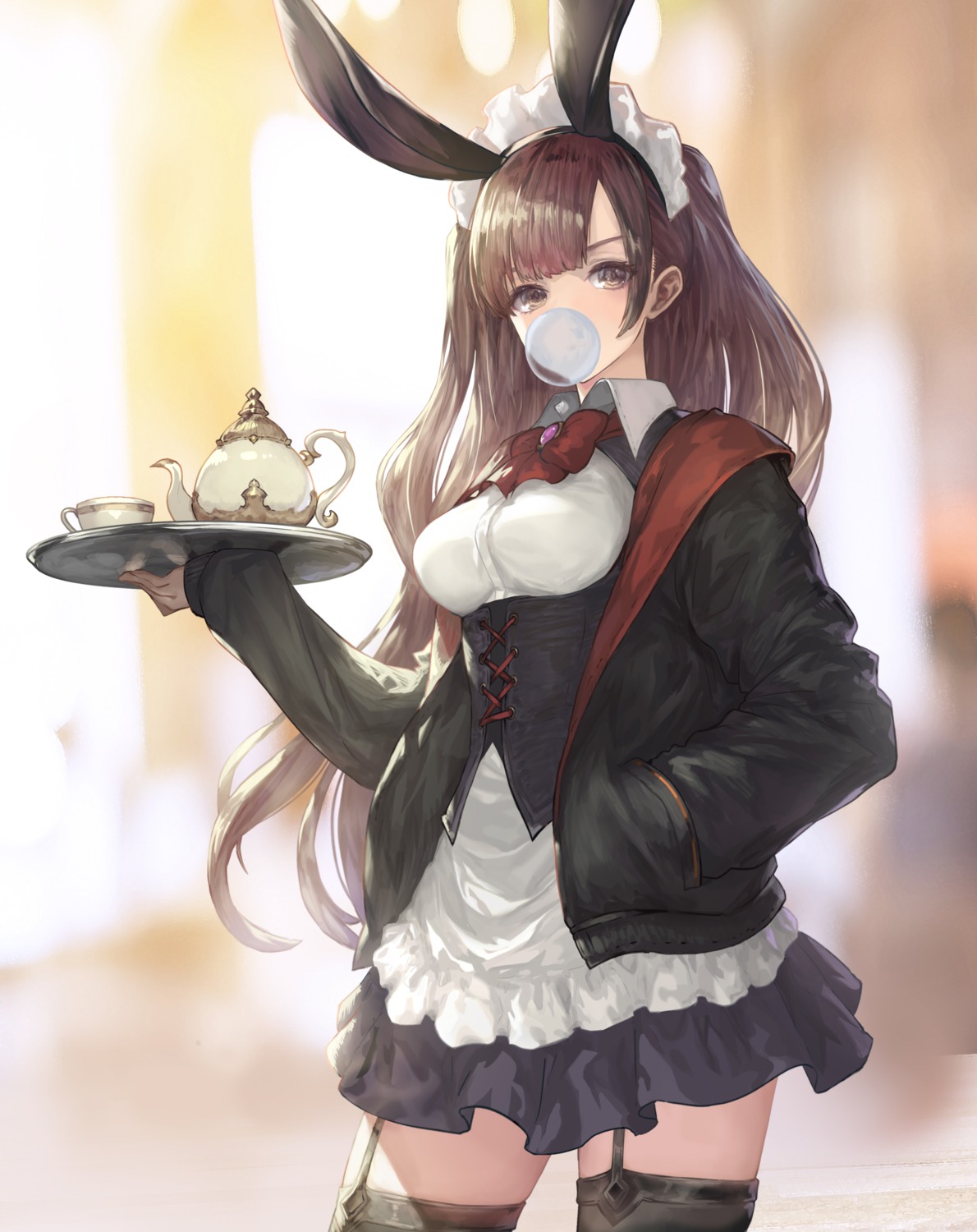 animal_ears bunny_ears maid stockings tachikawa_mushimaro thighhighs