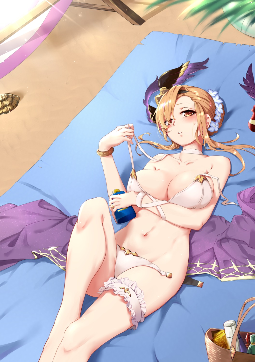 bikini breast_hold garter granblue_fantasy song_(granblue_fantasy) swimsuits tendo_(zhazhatiantong) undressing