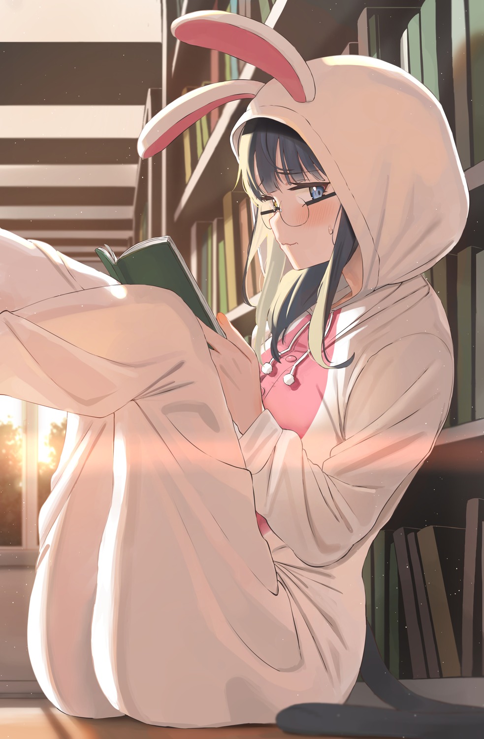 animal_ears bunny_ears electriccross megane pajama tail