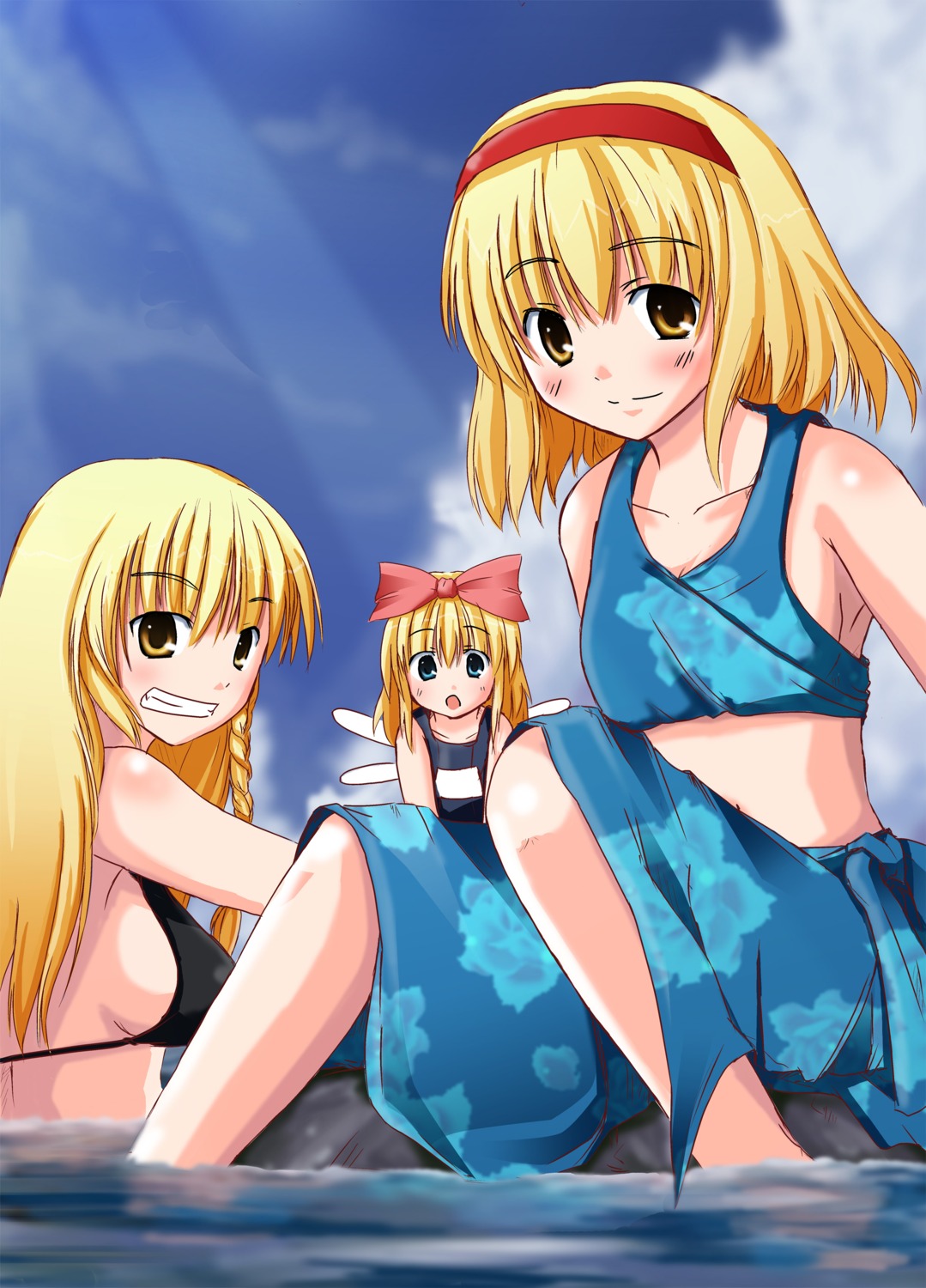 alice_margatroid kirisame_marisa shanghai_doll swimsuits touhou