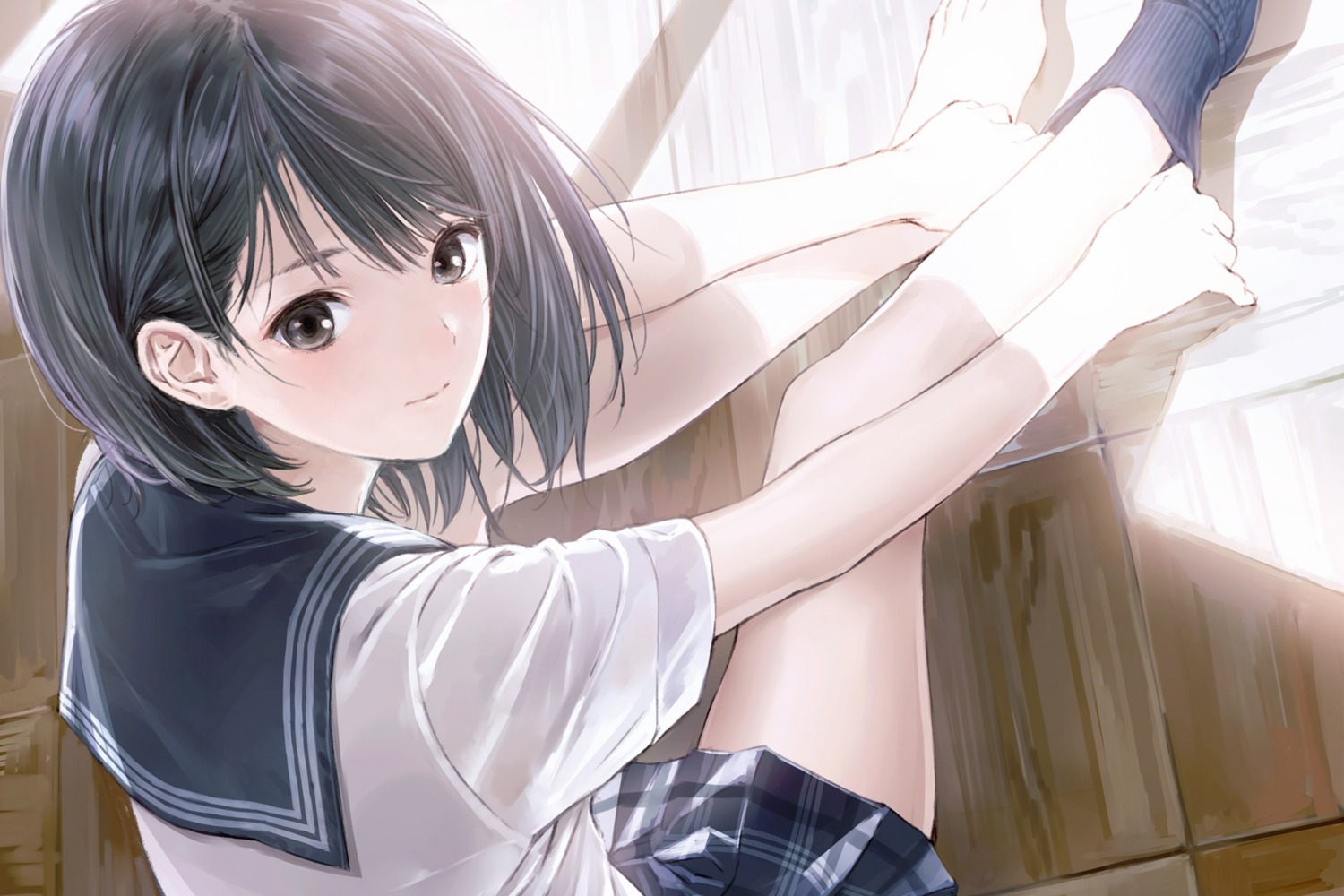 blue_reflection gust_(company) kishida_mel seifuku shirai_hinako wallpaper