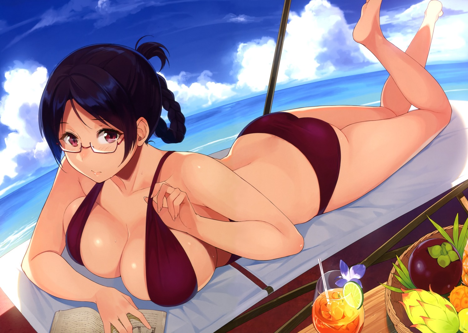 ass cleavage feet megane ridget sasamori_tomoe sling_bikini suisei_no_gargantia swimsuits