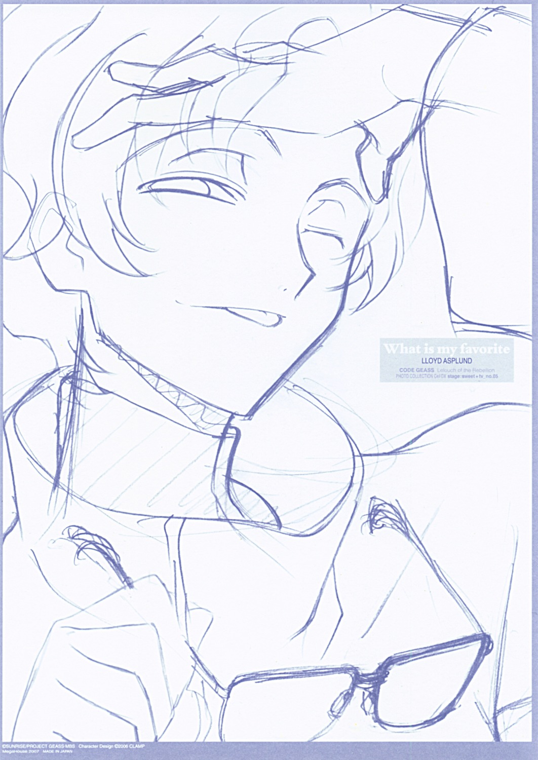 code_geass lloyd_asplund male monochrome ochiai_hitomi sketch