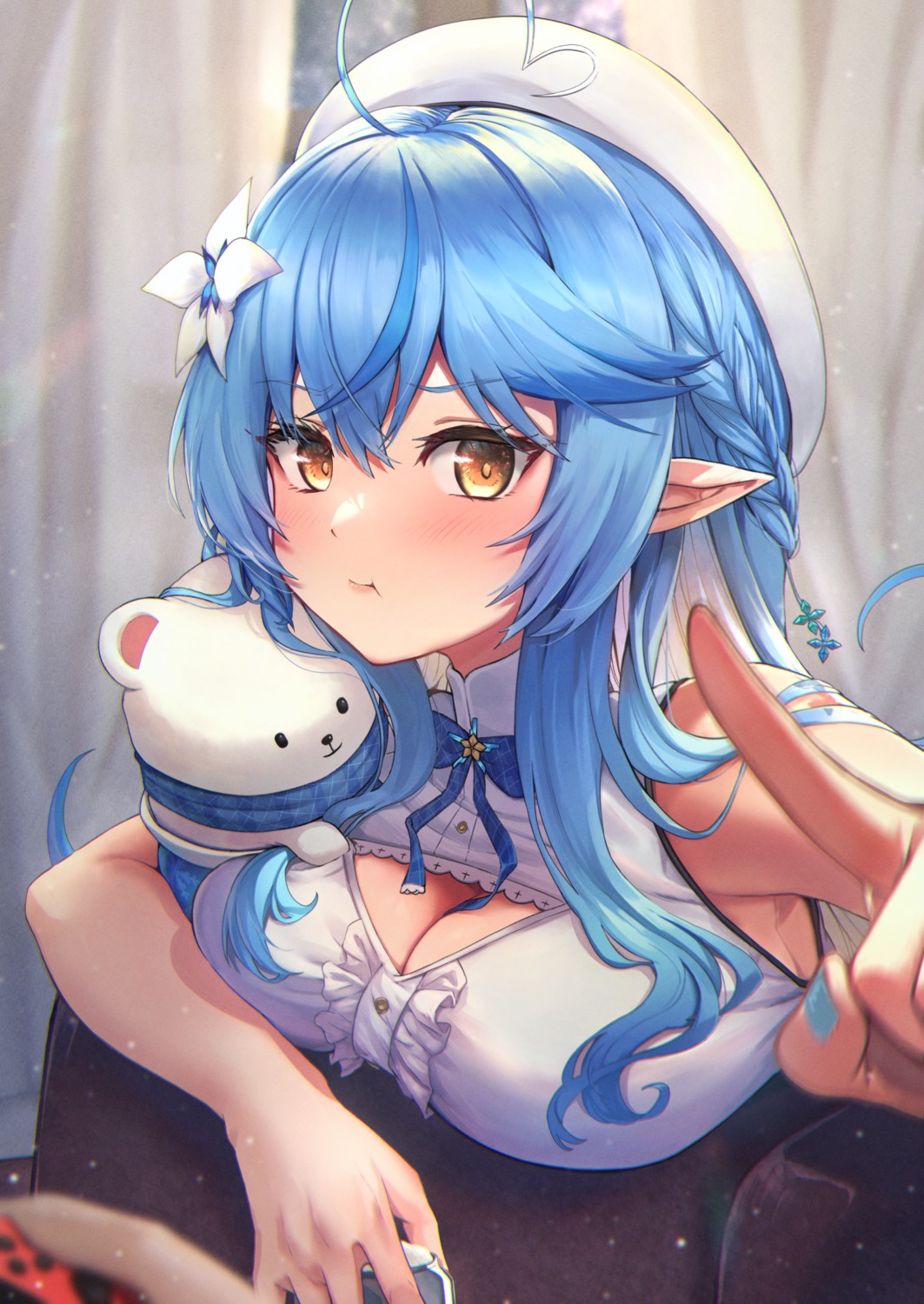 anemone_noa cleavage elf hololive pointy_ears yukihana_lamy