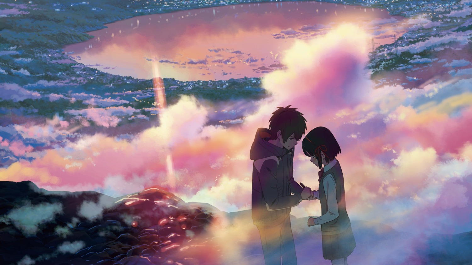 kimi_no_na_wa. landscape miyamizu_mitsuha seifuku tachibana_taki