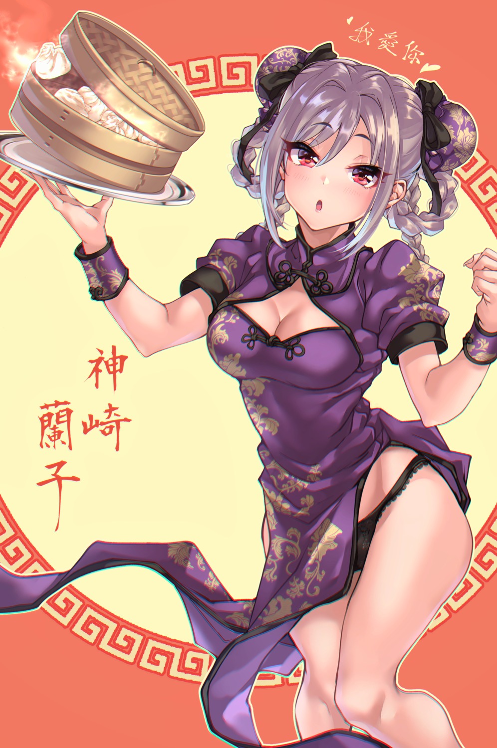 chinadress cleavage kanzaki_ranko pantsu shashaki skirt_lift the_idolm@ster the_idolm@ster_cinderella_girls