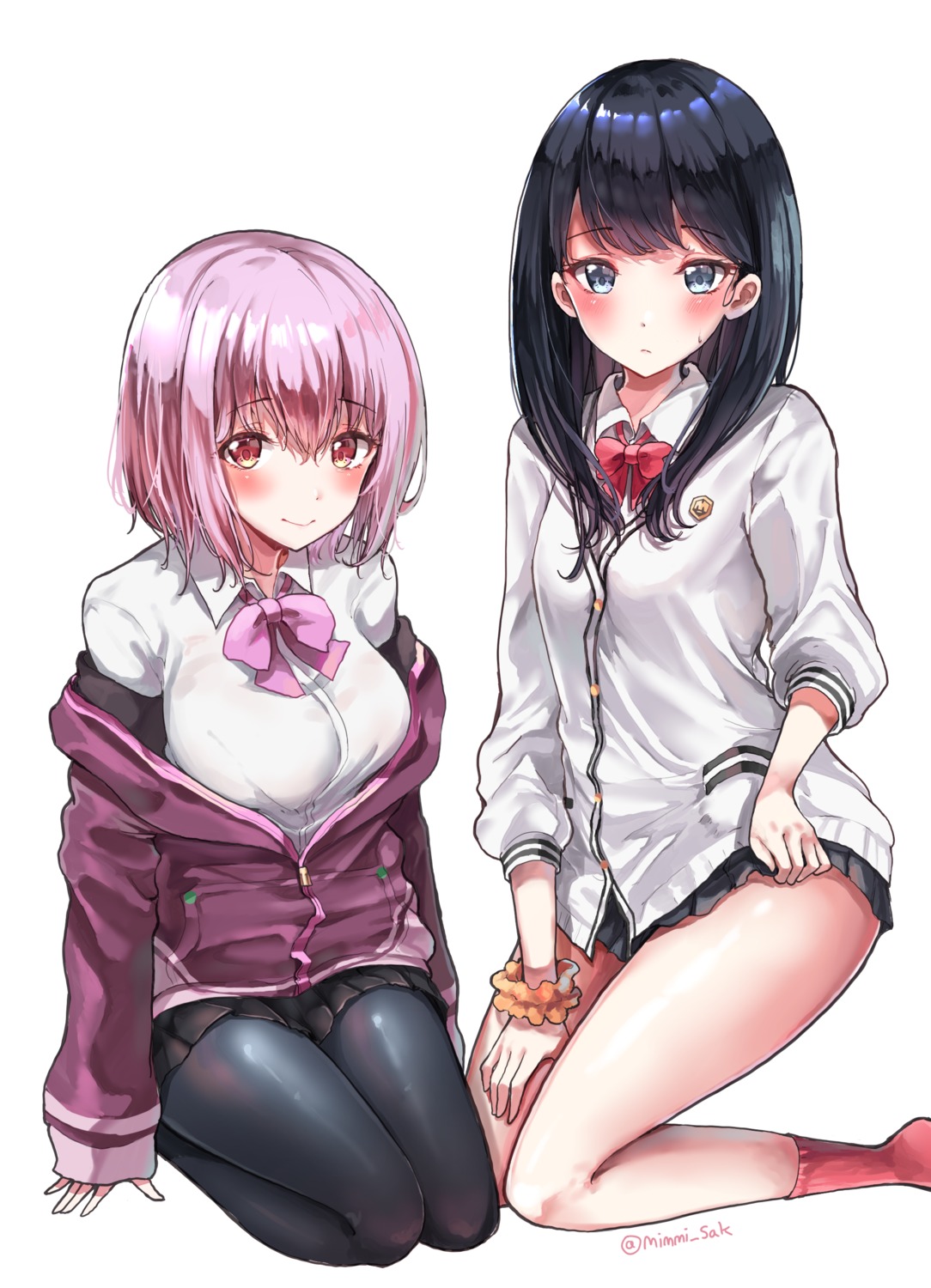 pantyhose sak seifuku shinjou_akane skirt_lift ssss.gridman sweater takarada_rikka