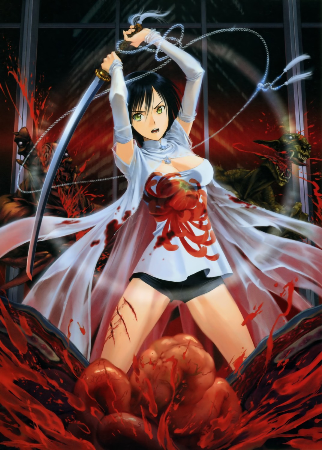 blood cleavage guro sajima_makoto sword