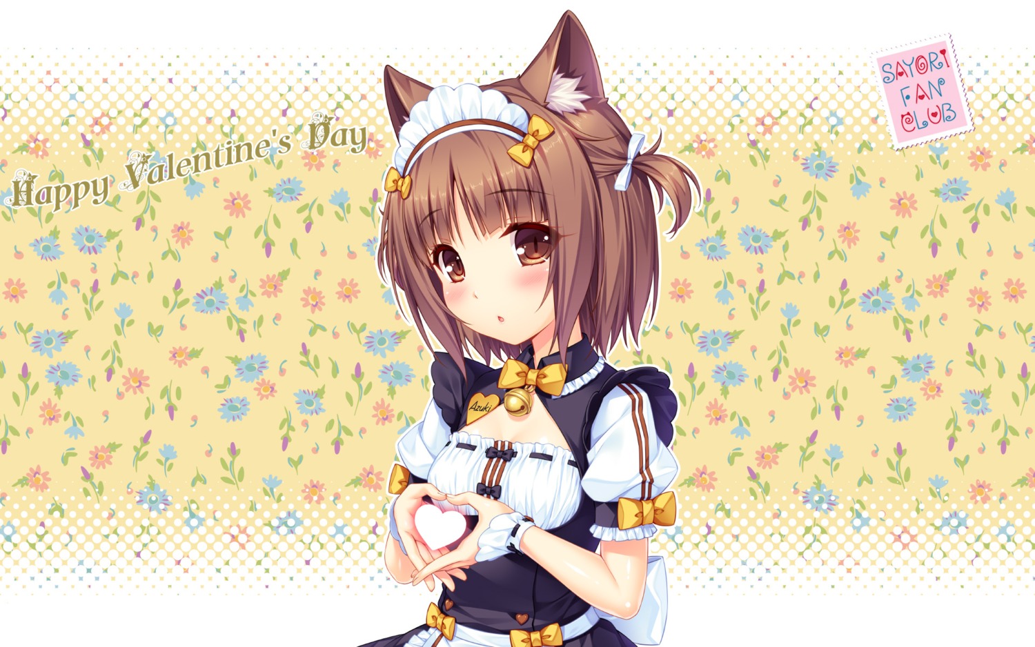 animal_ears azuki cleavage maid neko_works nekomimi nekopara sayori valentine wallpaper