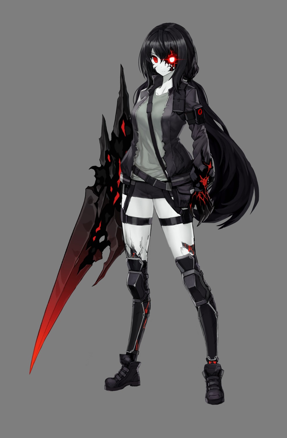 counter:side garter monster_girl sword torn_clothes weapon