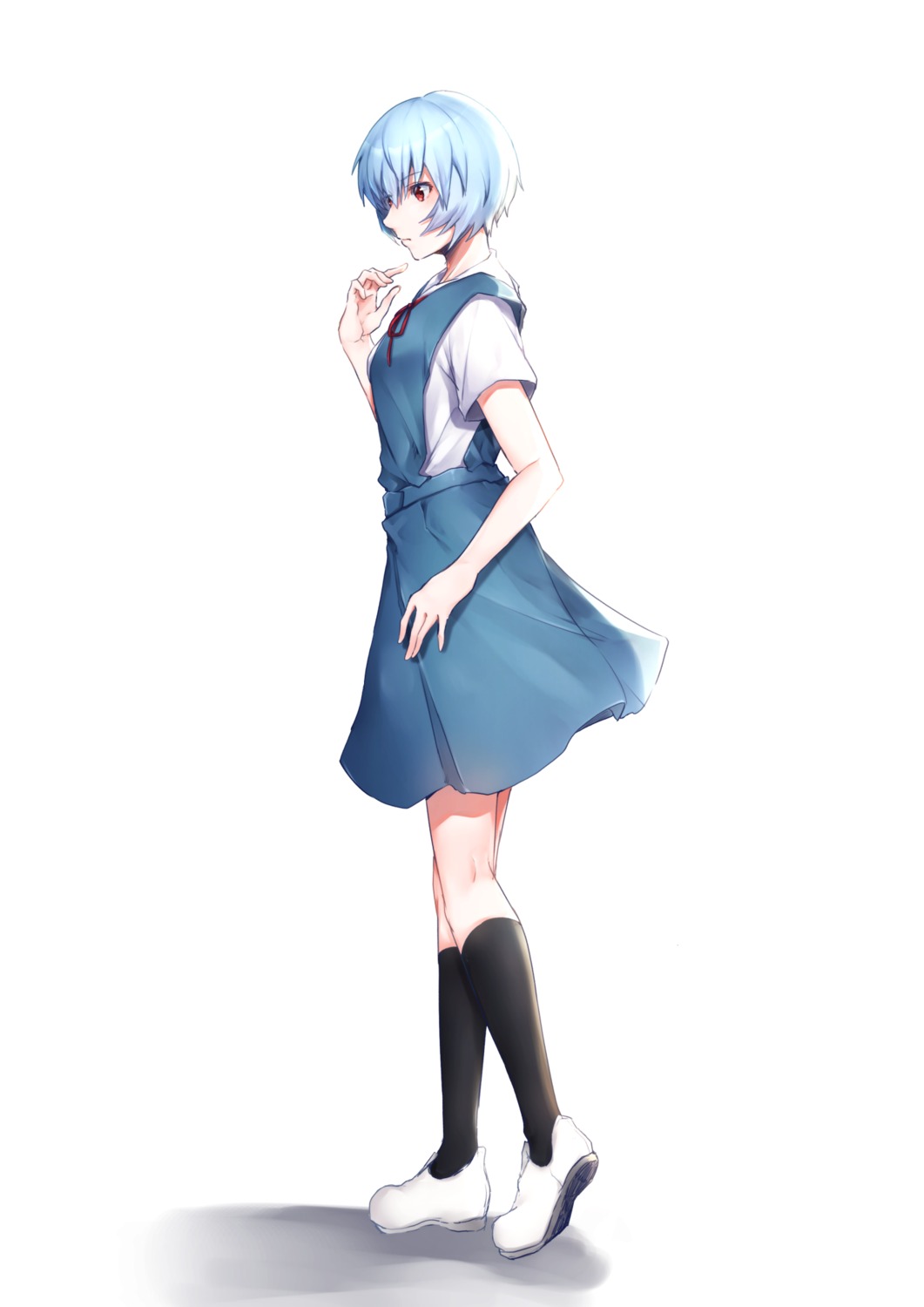 aika_(1019-akari) ayanami_rei neon_genesis_evangelion seifuku skirt_lift