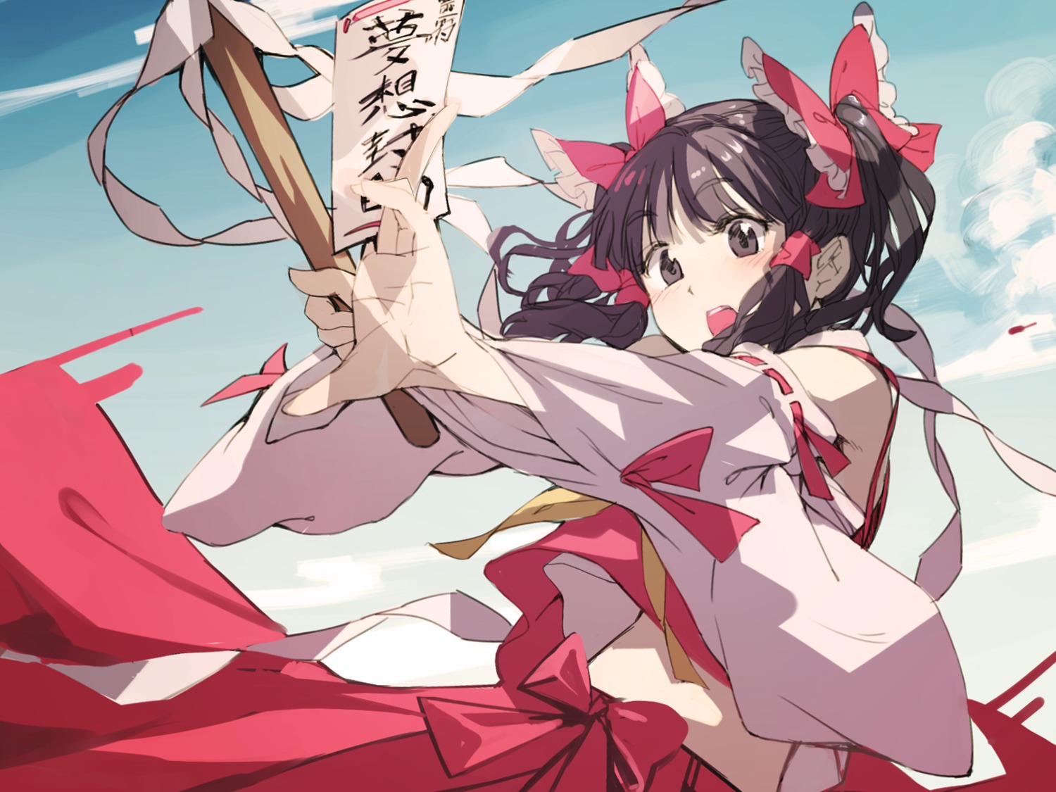 hakurei_reimu miko sinker touhou wallpaper