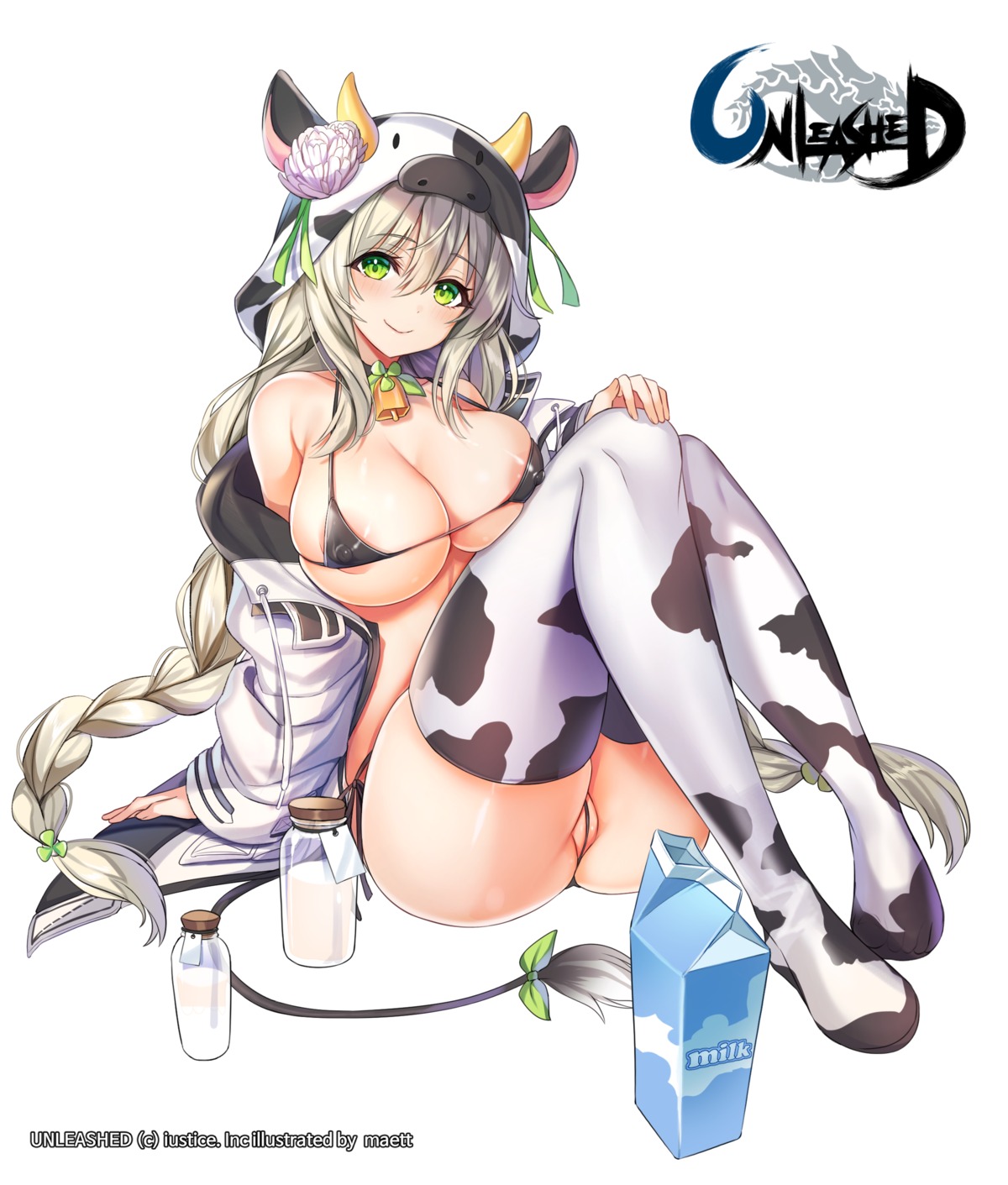 animal_ears areola bikini erect_nipples heels horns maett open_shirt swimsuits tail thighhighs thong unleashed