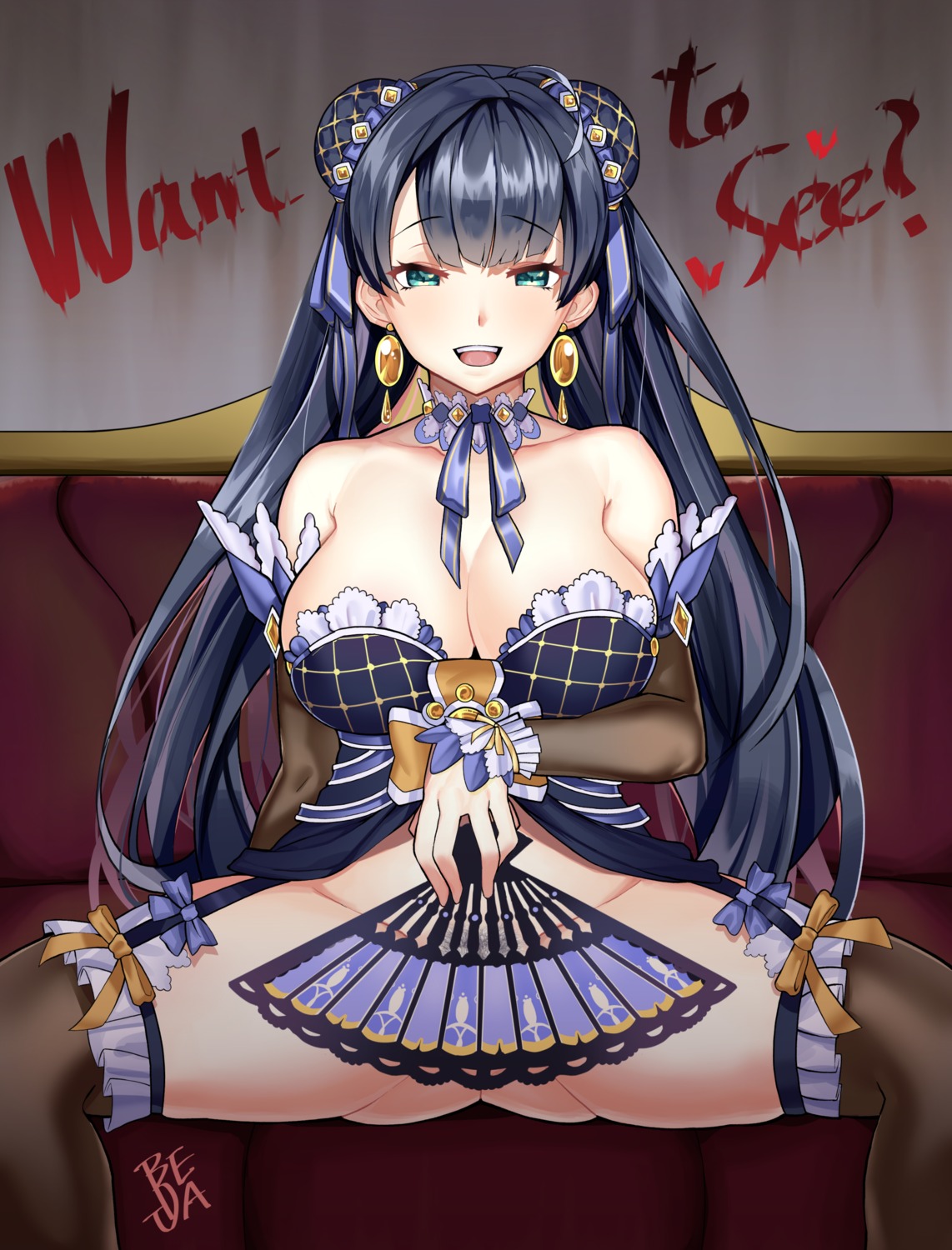 be_garam bellona breast_hold cleavage dress epic7 nopan pubic_hair skirt_lift stockings thighhighs