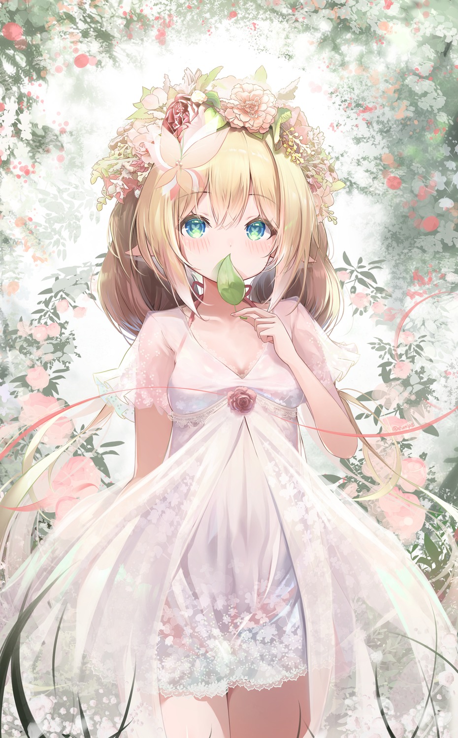 dress eunip pointy_ears see_through summer_dress