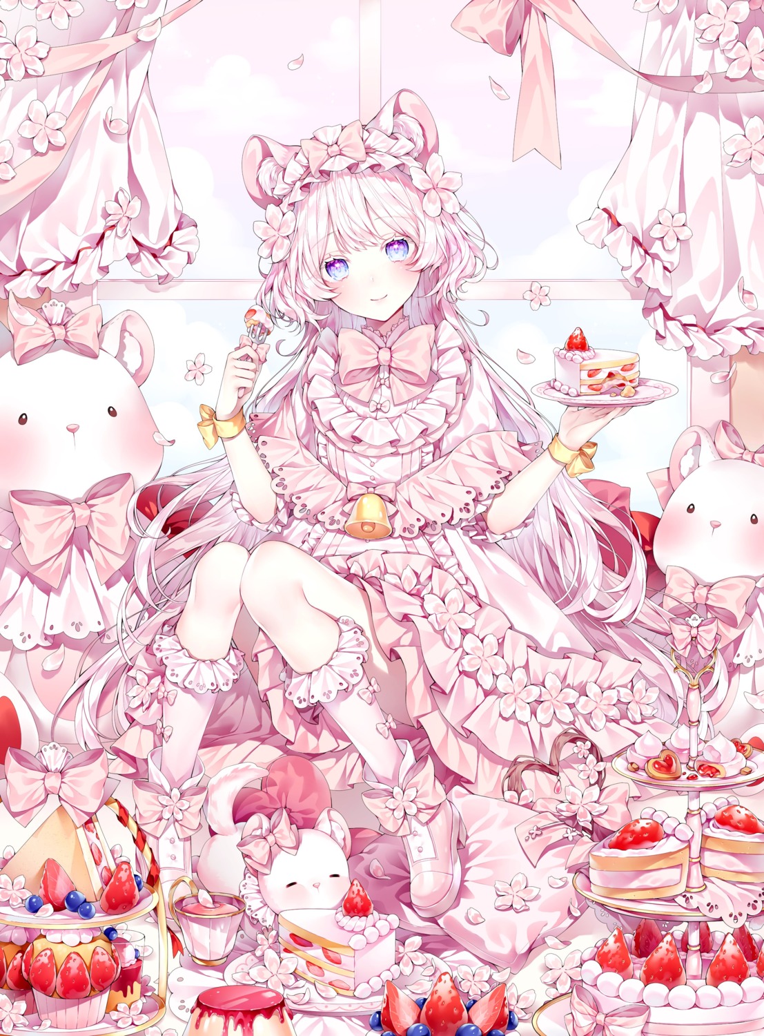 animal_ears dress ha_youn heels lolita_fashion skirt_lift