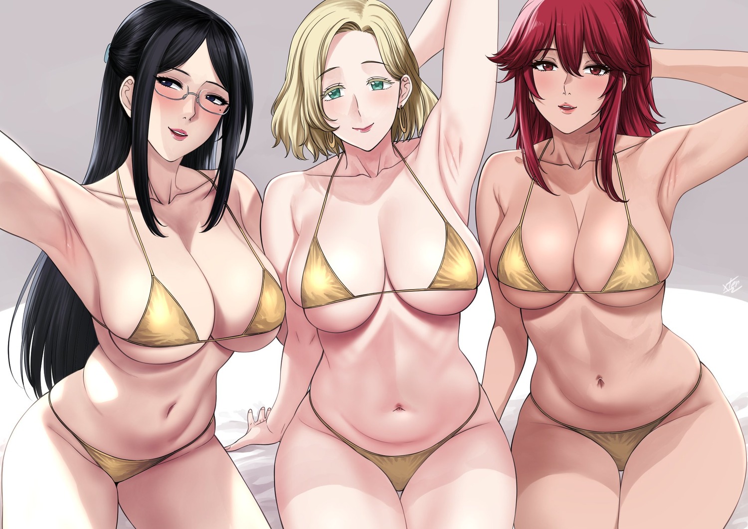 aizawa_akemi bikini ferris_olston gundou_misaki megane selfie swimsuits tomo-chan_wa_onna_no_ko! xtermination