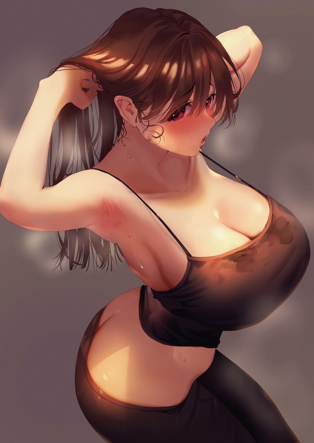 artist_revision ass bra cleavage inushima pantyhose wet_clothes